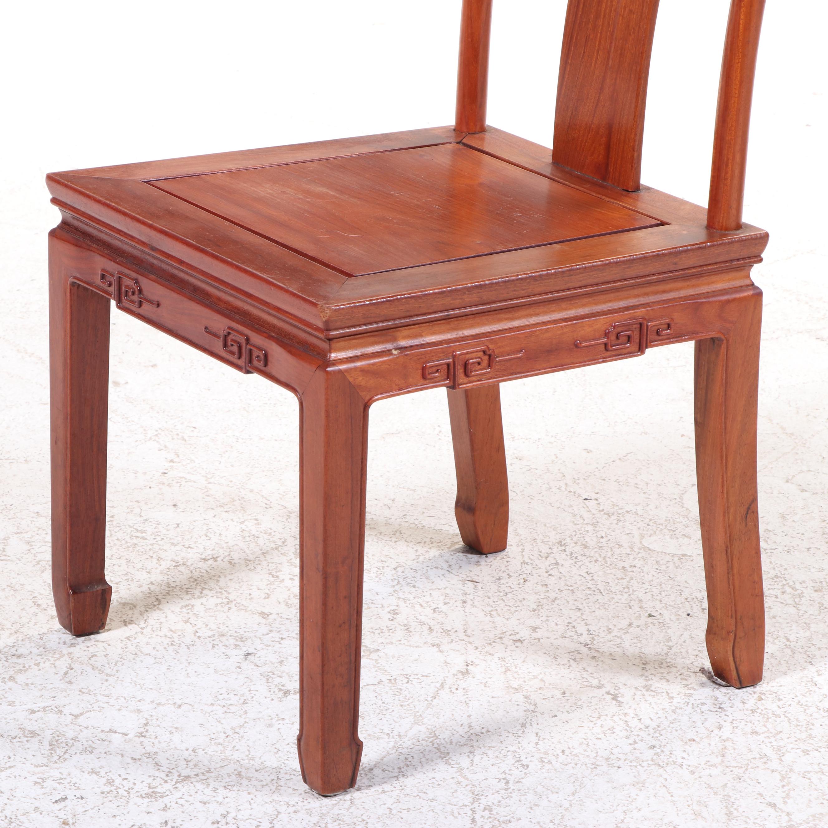 Eight Piece Chinese Rosewood Dining Set with Lazy Susan