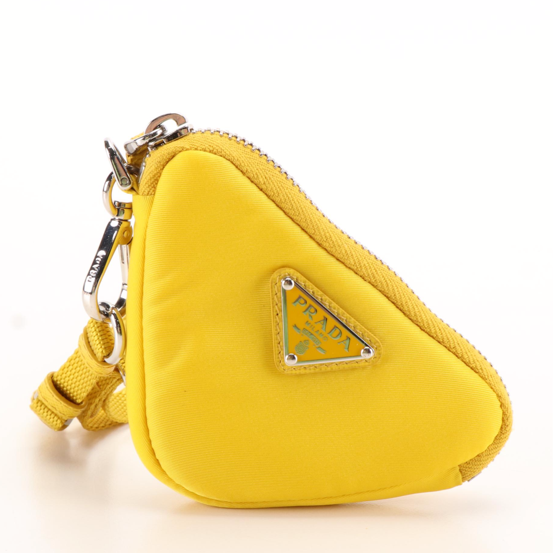 Prada Triangle Yellow ReNylon Mini Pouch Hand Shoulder Bag