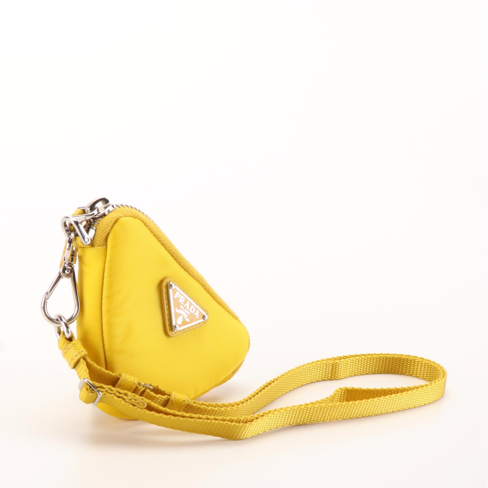 Prada Triangle Yellow ReNylon Mini Pouch Hand Shoulder Bag