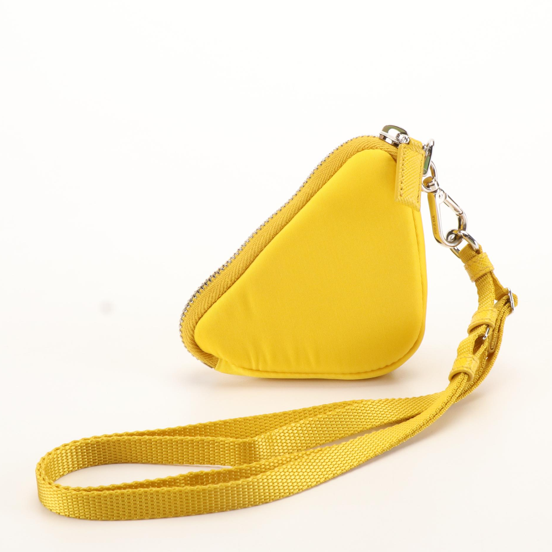 Prada Triangle Yellow ReNylon Mini Pouch Hand Shoulder Bag