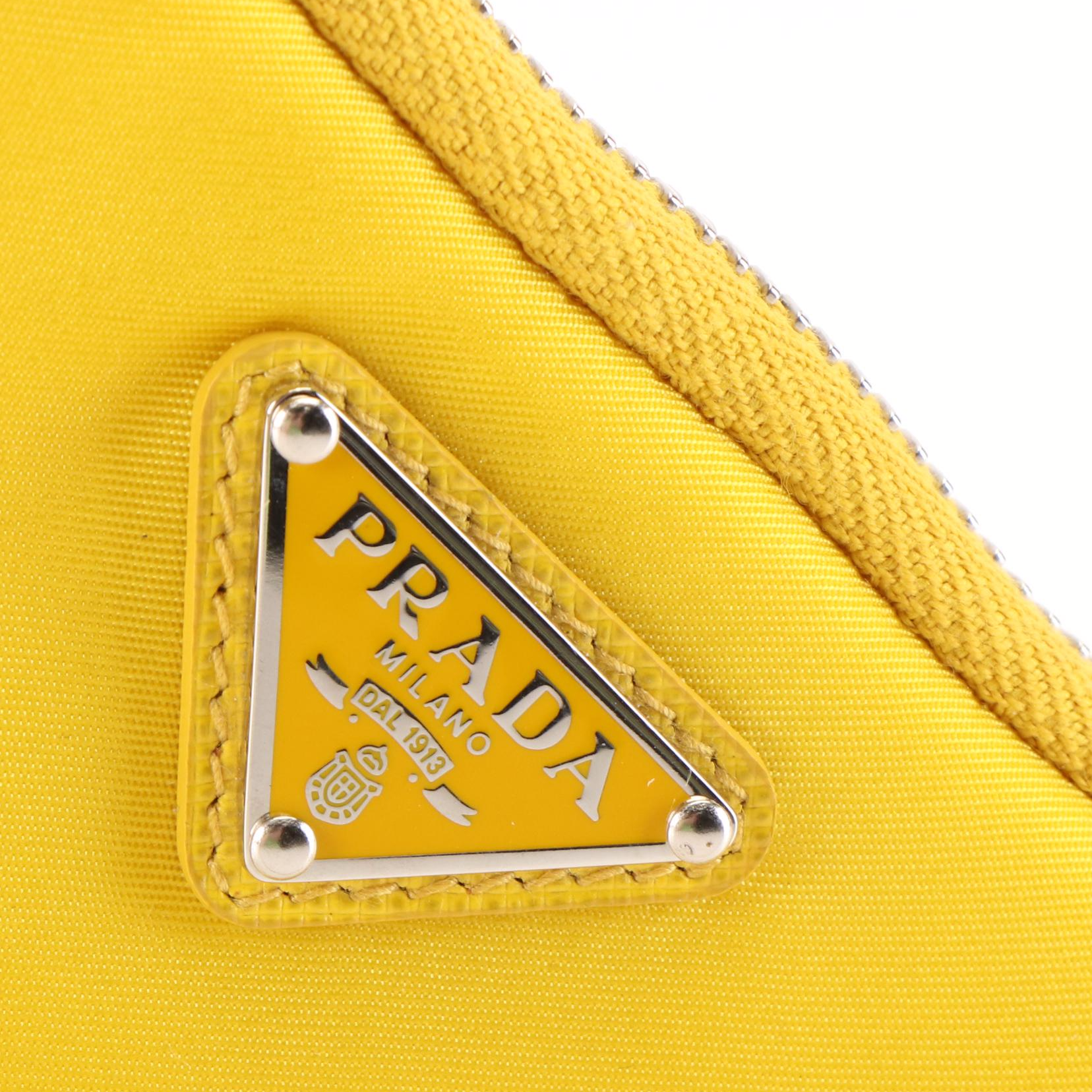Prada Triangle Yellow ReNylon Mini Pouch Hand Shoulder Bag