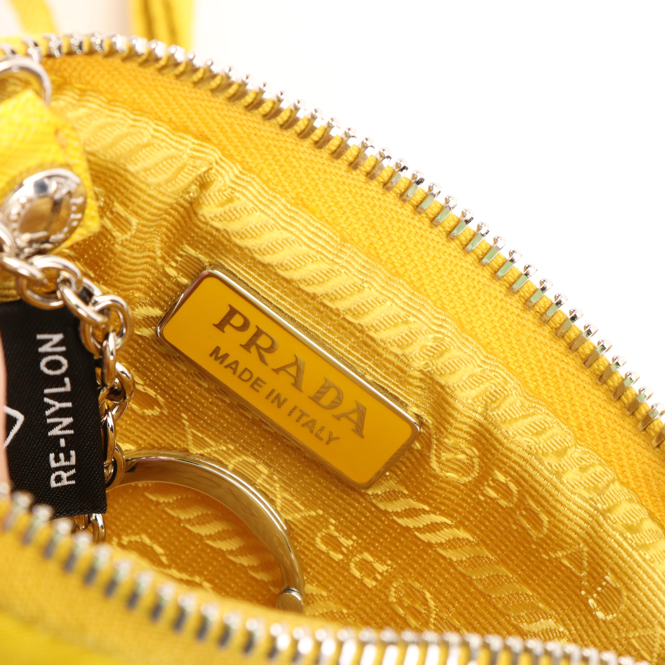 Prada Triangle Yellow ReNylon Mini Pouch Hand Shoulder Bag