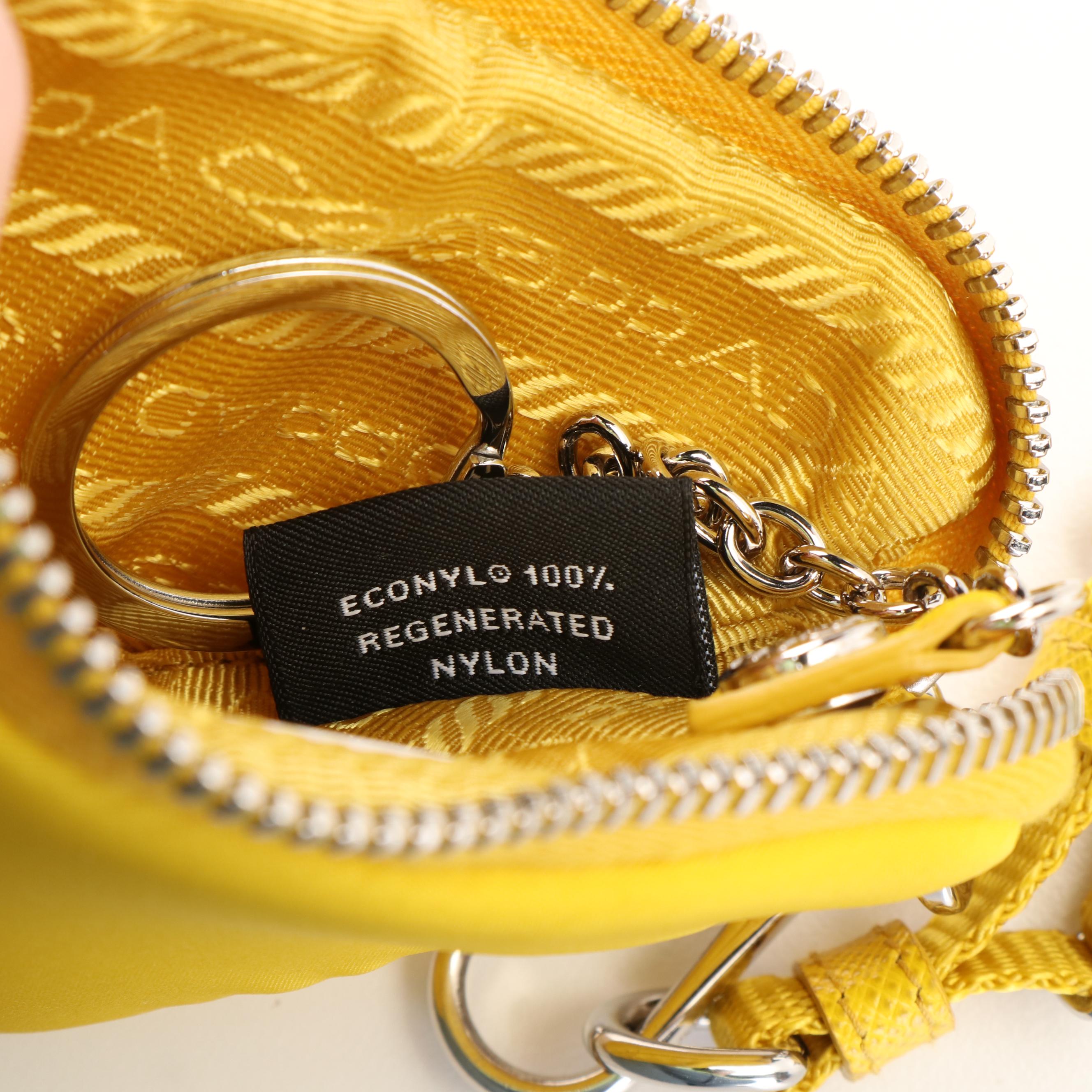 Prada Triangle Yellow ReNylon Mini Pouch Hand Shoulder Bag
