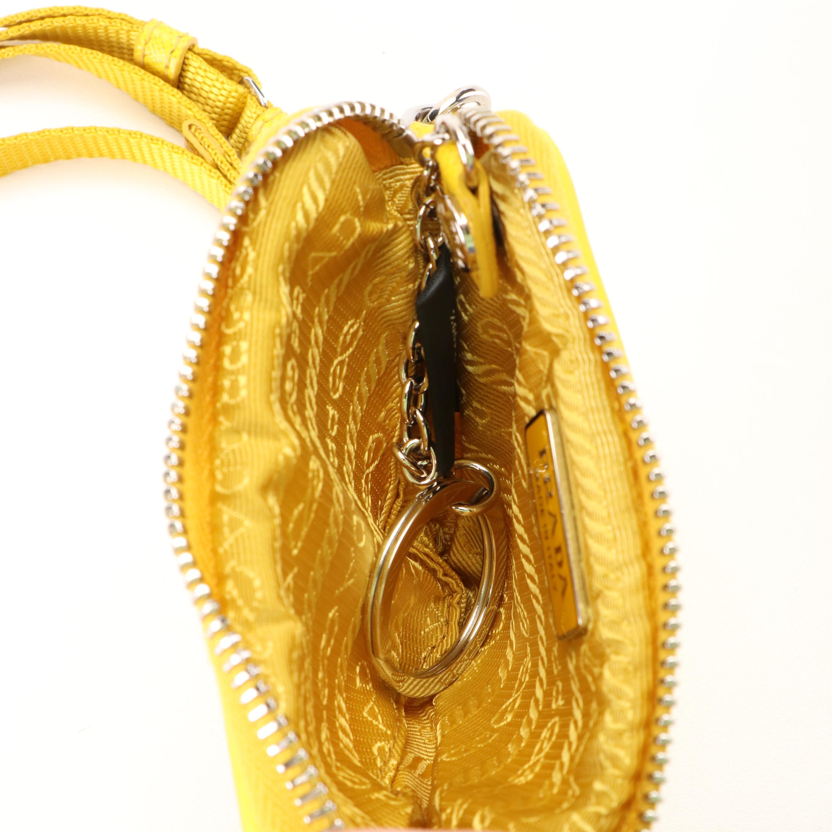 Prada Triangle Yellow ReNylon Mini Pouch Hand Shoulder Bag