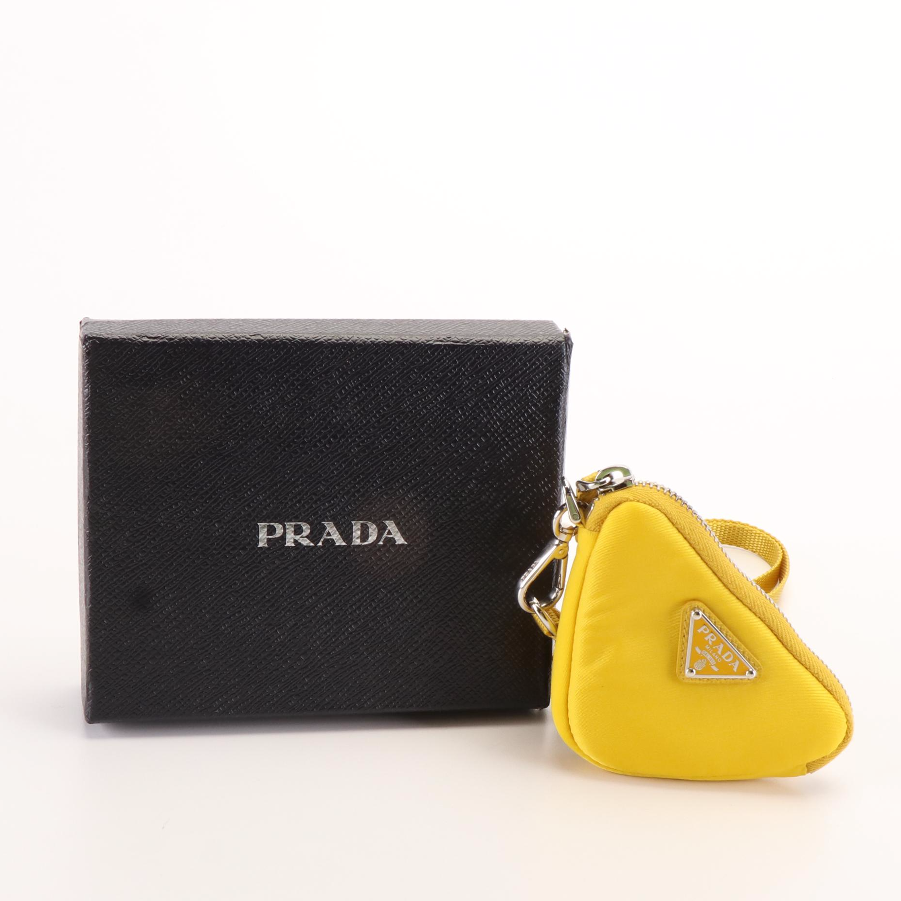 Prada Triangle Yellow ReNylon Mini Pouch Hand Shoulder Bag