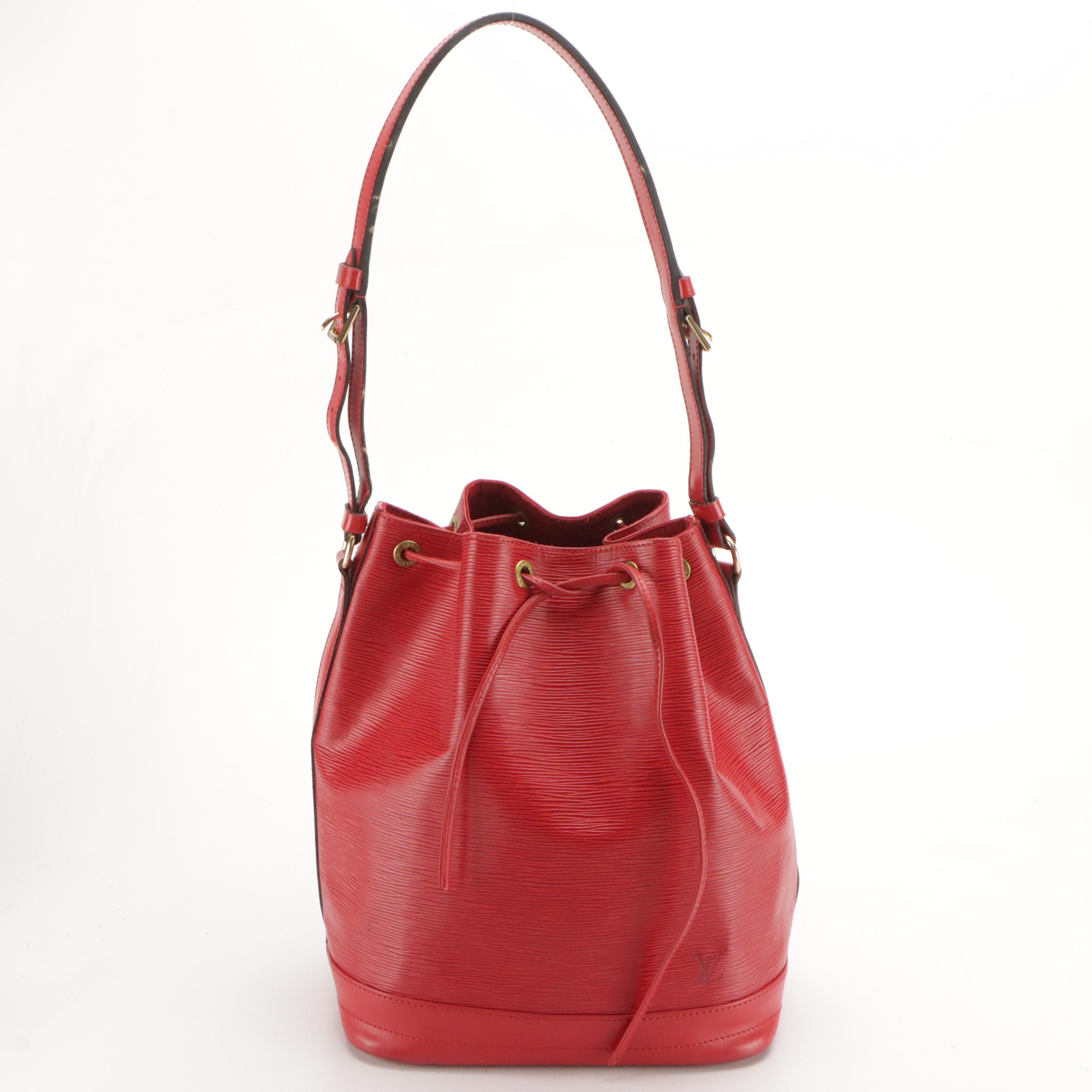 Louis Vuitton Noé Shoulder Bag in Castilian Red Epi and Smooth Leather