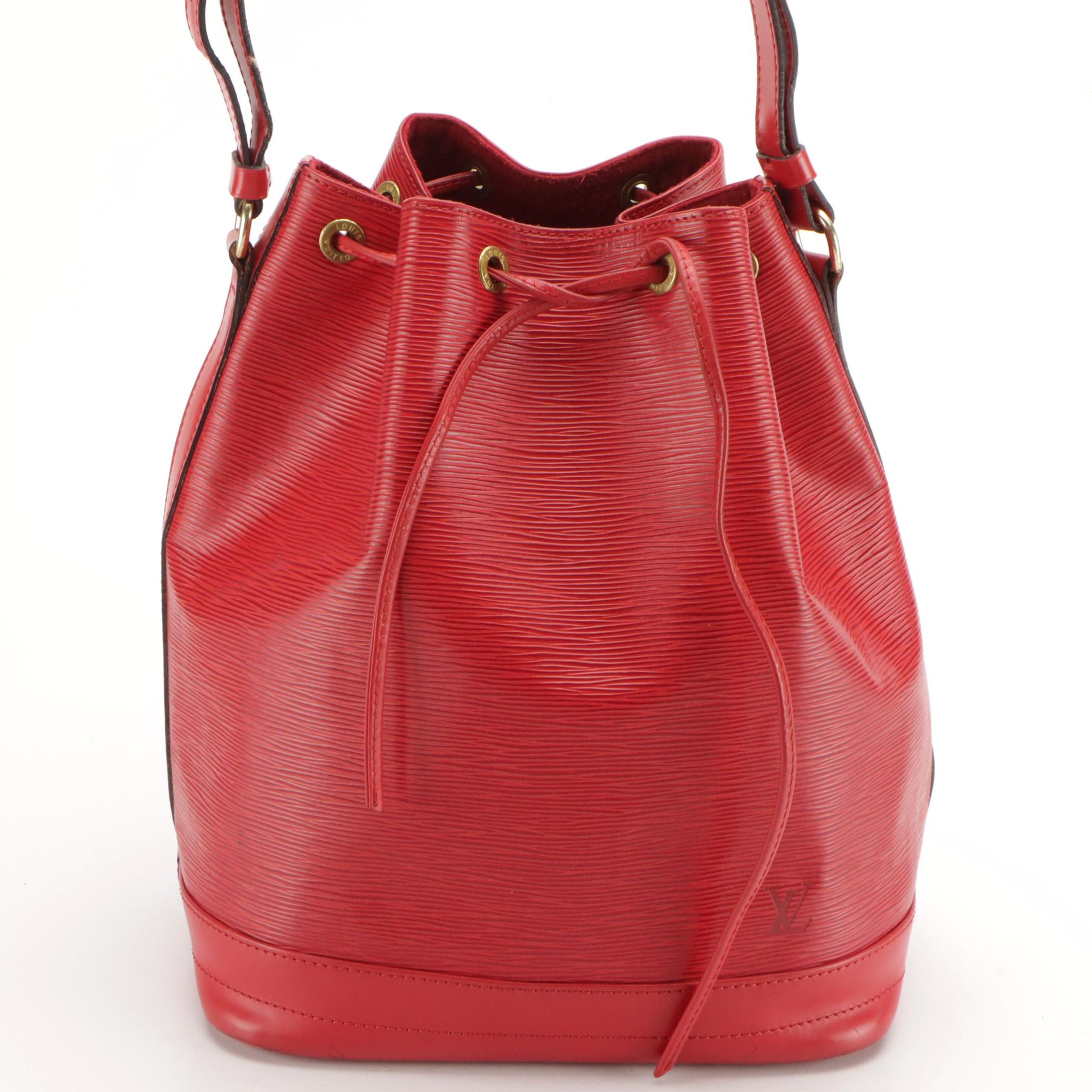 Louis Vuitton Noé Shoulder Bag in Castilian Red Epi and Smooth Leather