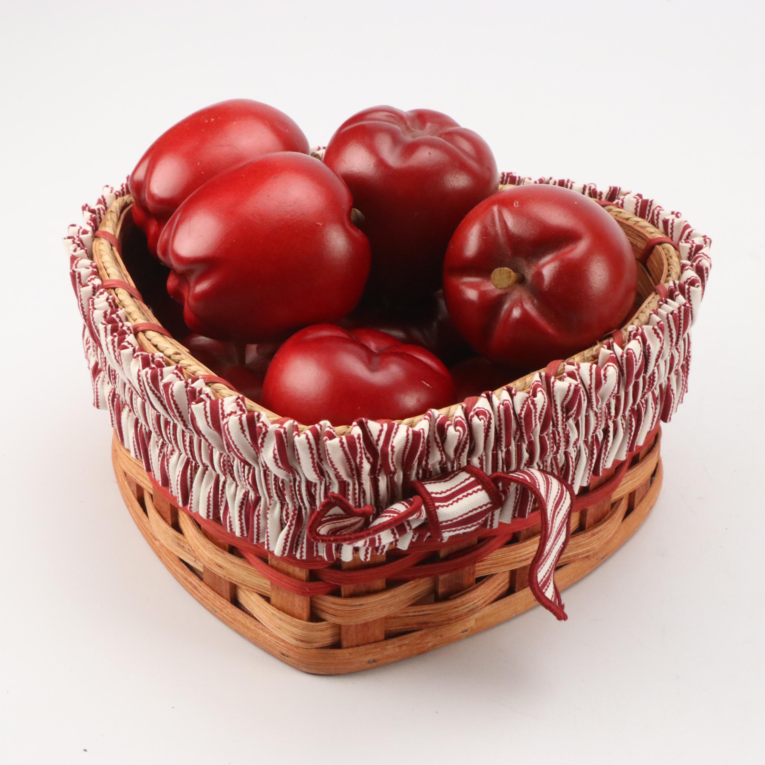 Gerald Henn "Rose Sponge" Ceramic Bowl and Wood Basket with More