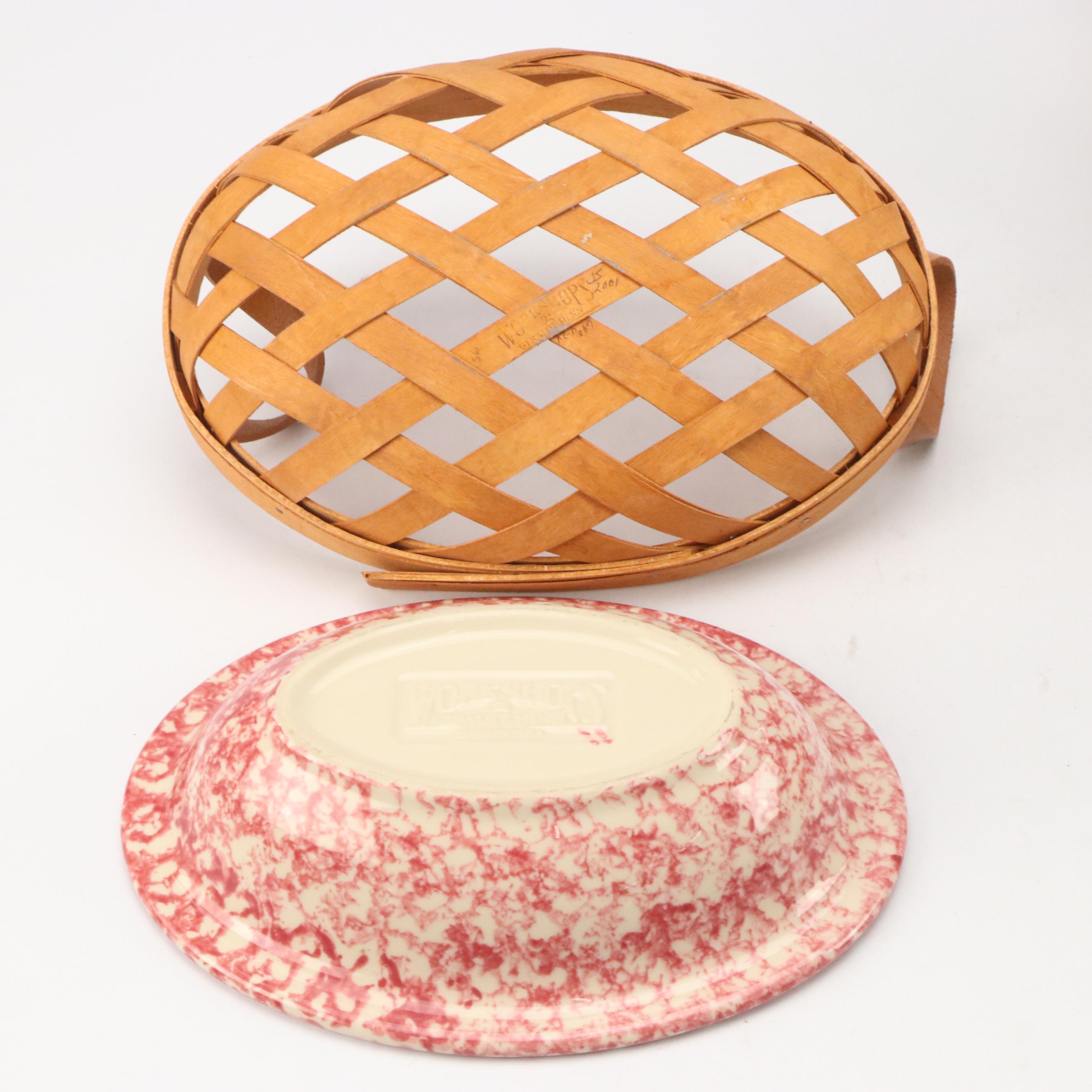 Gerald Henn "Rose Sponge" Ceramic Bowl and Wood Basket with More