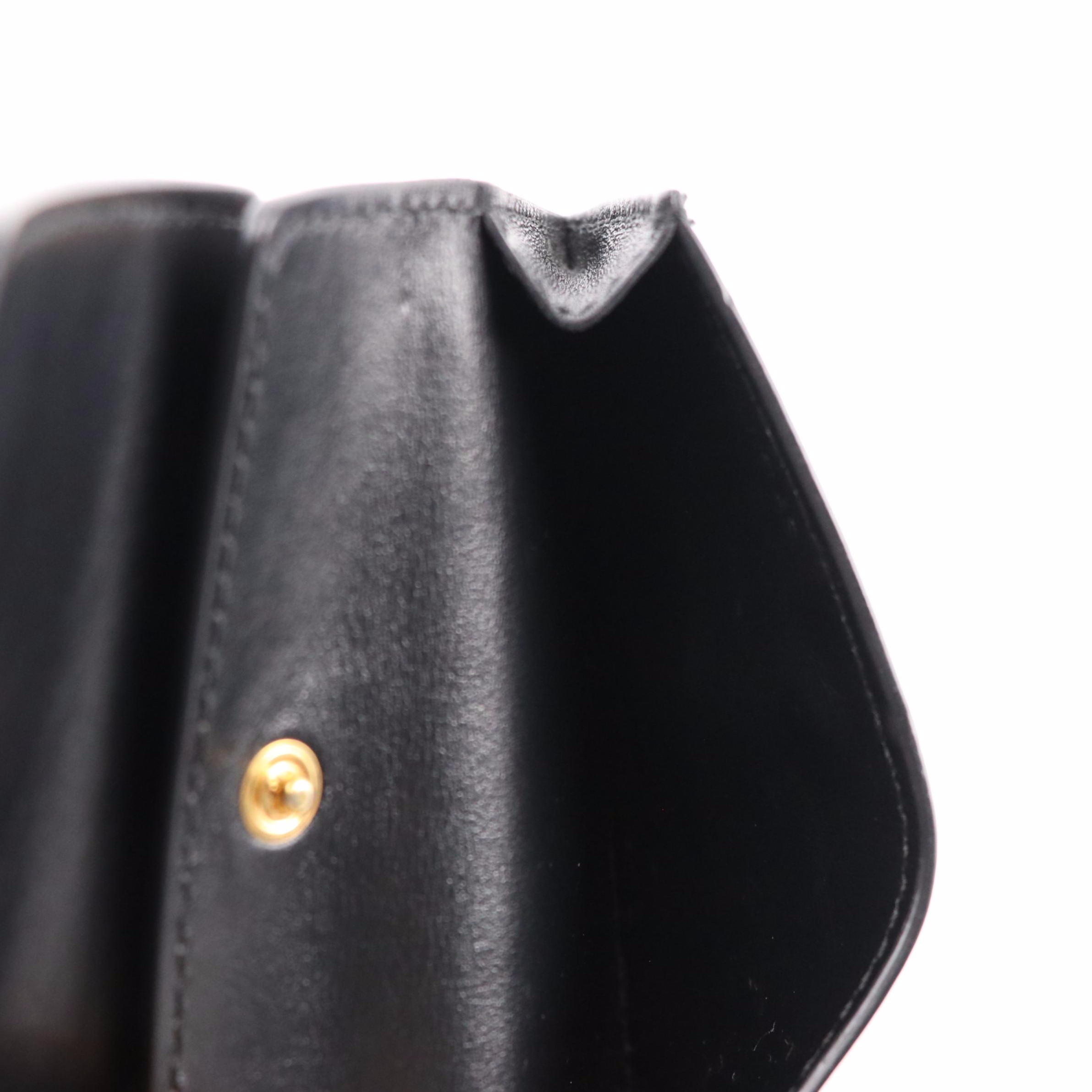 Burberry Black Grained Leather Jessie Chain Card Holder, With Box