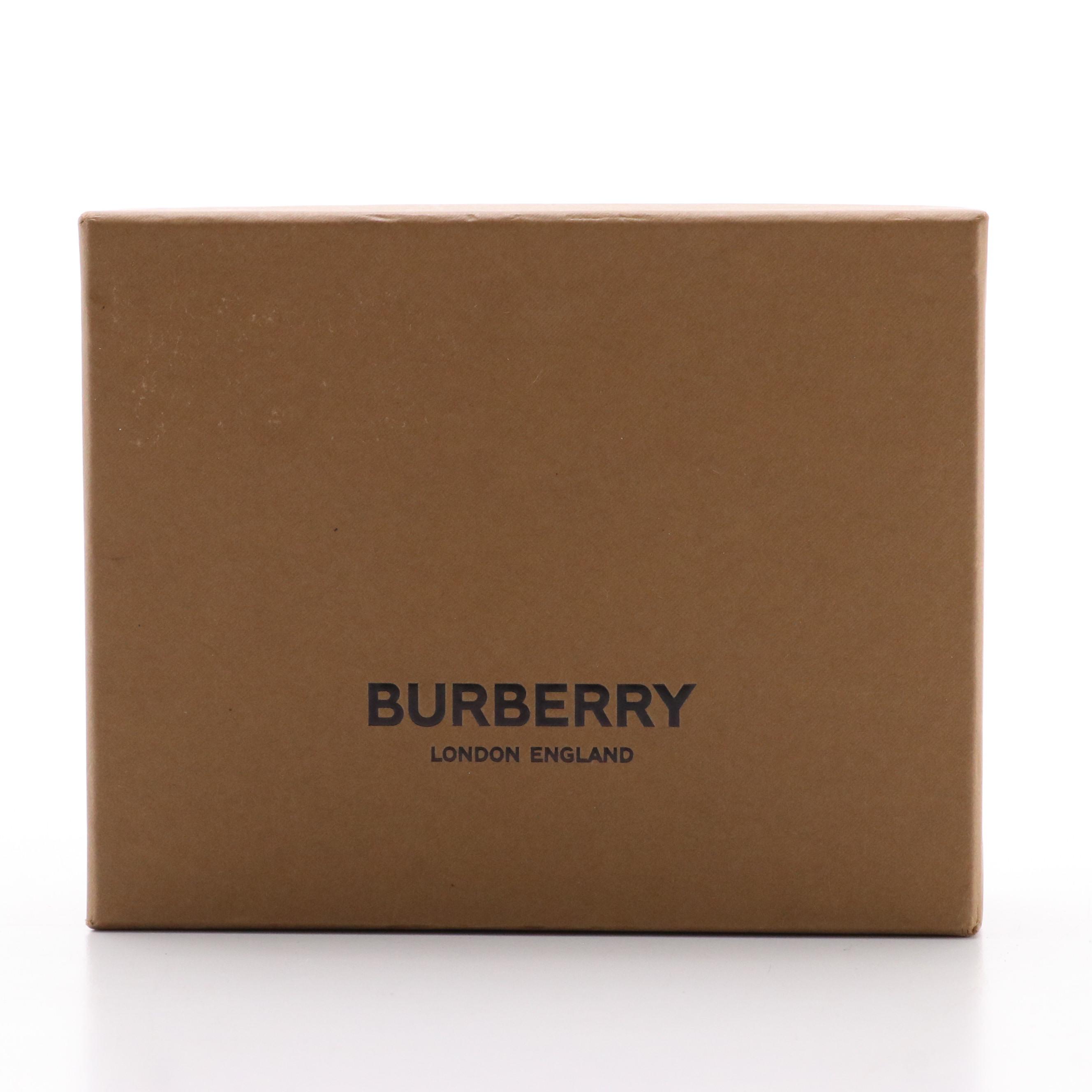 Burberry Black Grained Leather Jessie Chain Card Holder, With Box