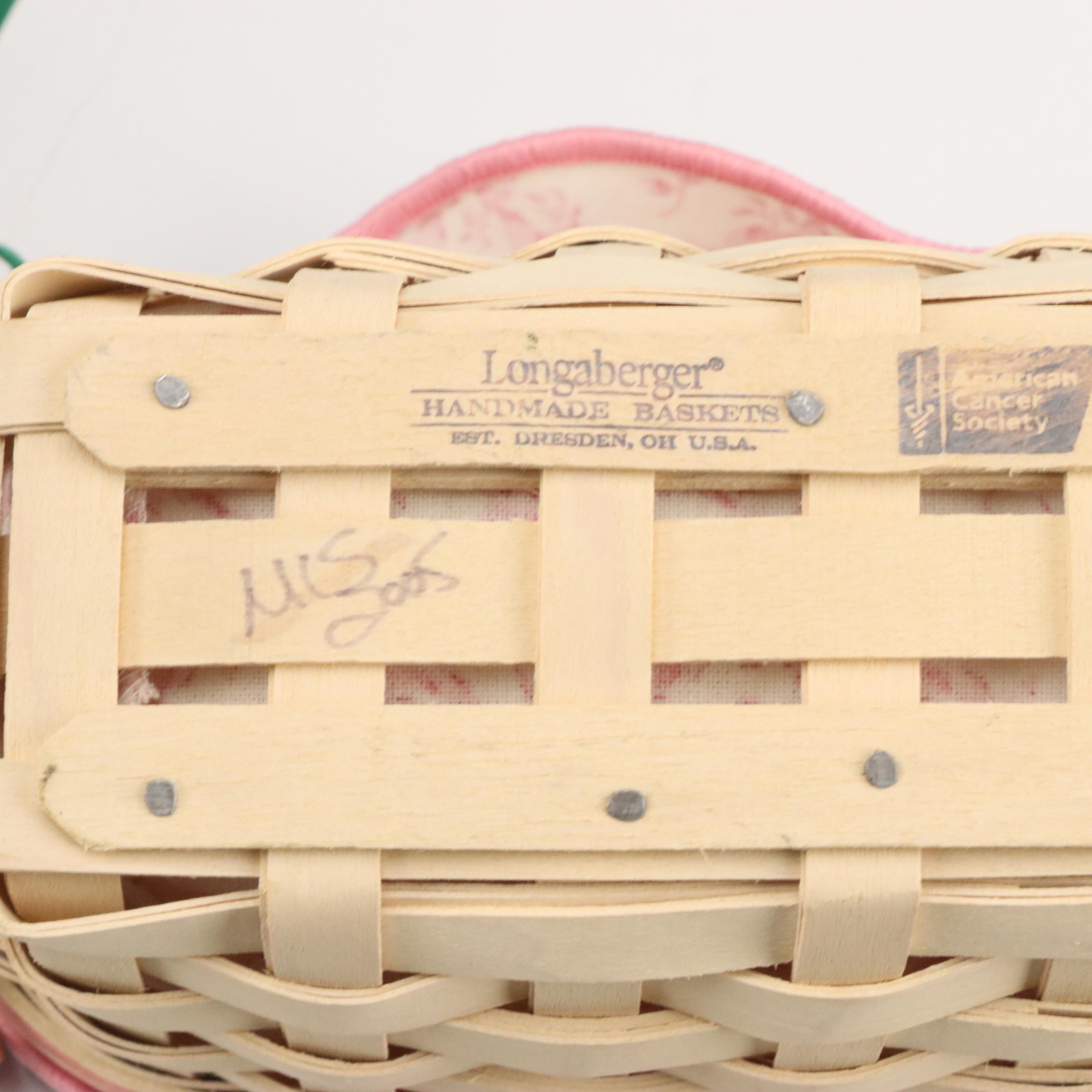 Longaberger Wood Double Handle Baskets with Ceramic Tags and More