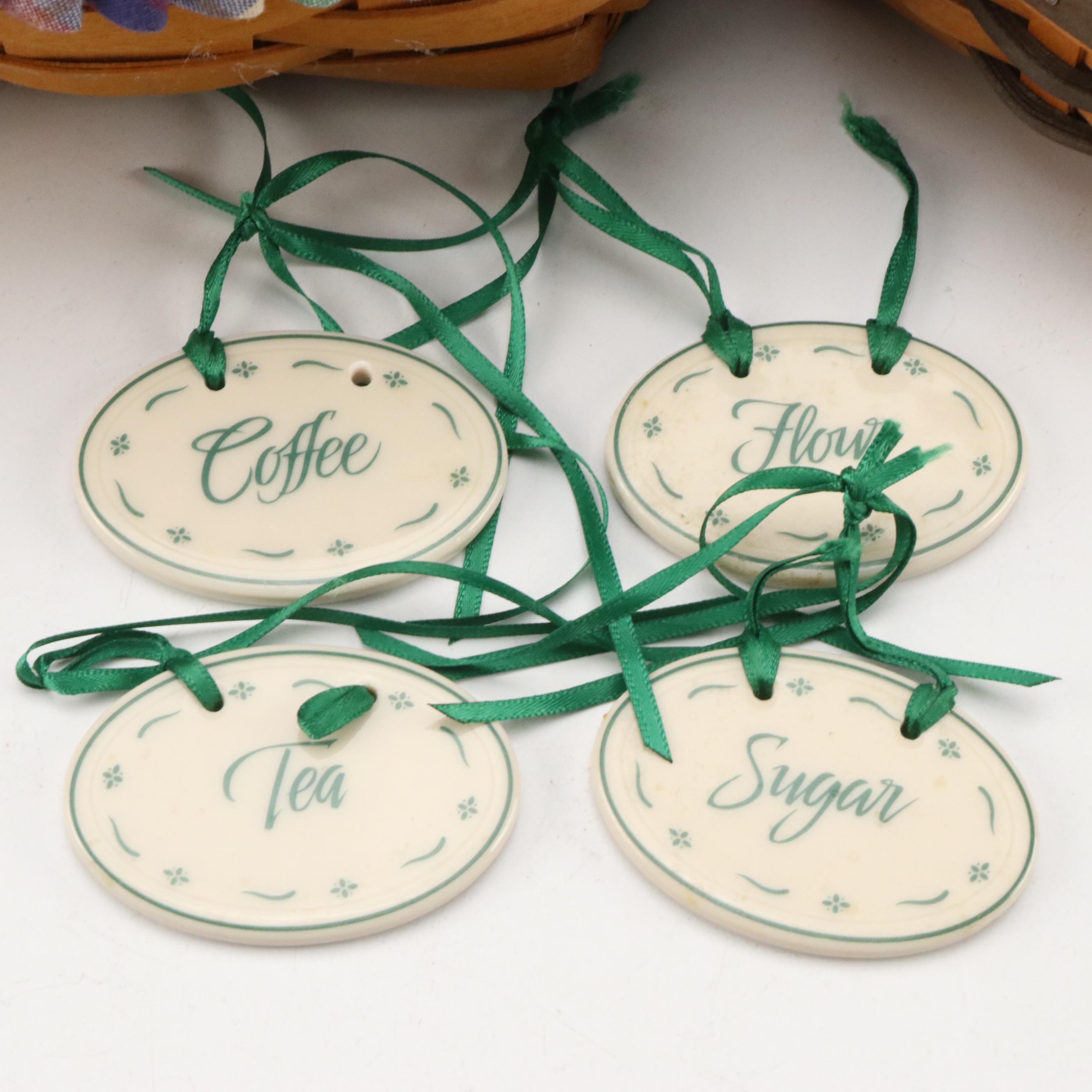 Longaberger Wood Double Handle Baskets with Ceramic Tags and More