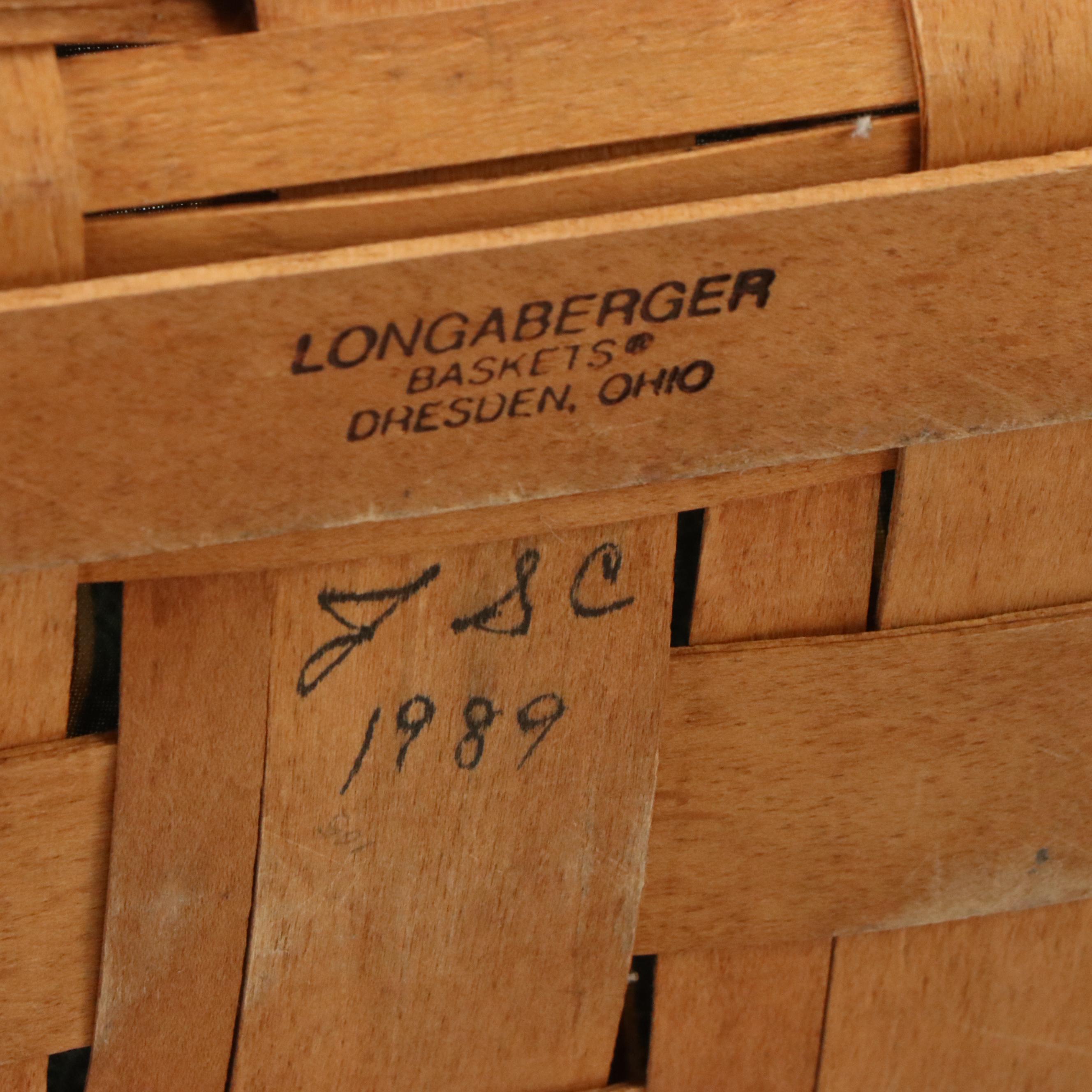 Longaberger Wood Double Handle Baskets with Ceramic Tags and More