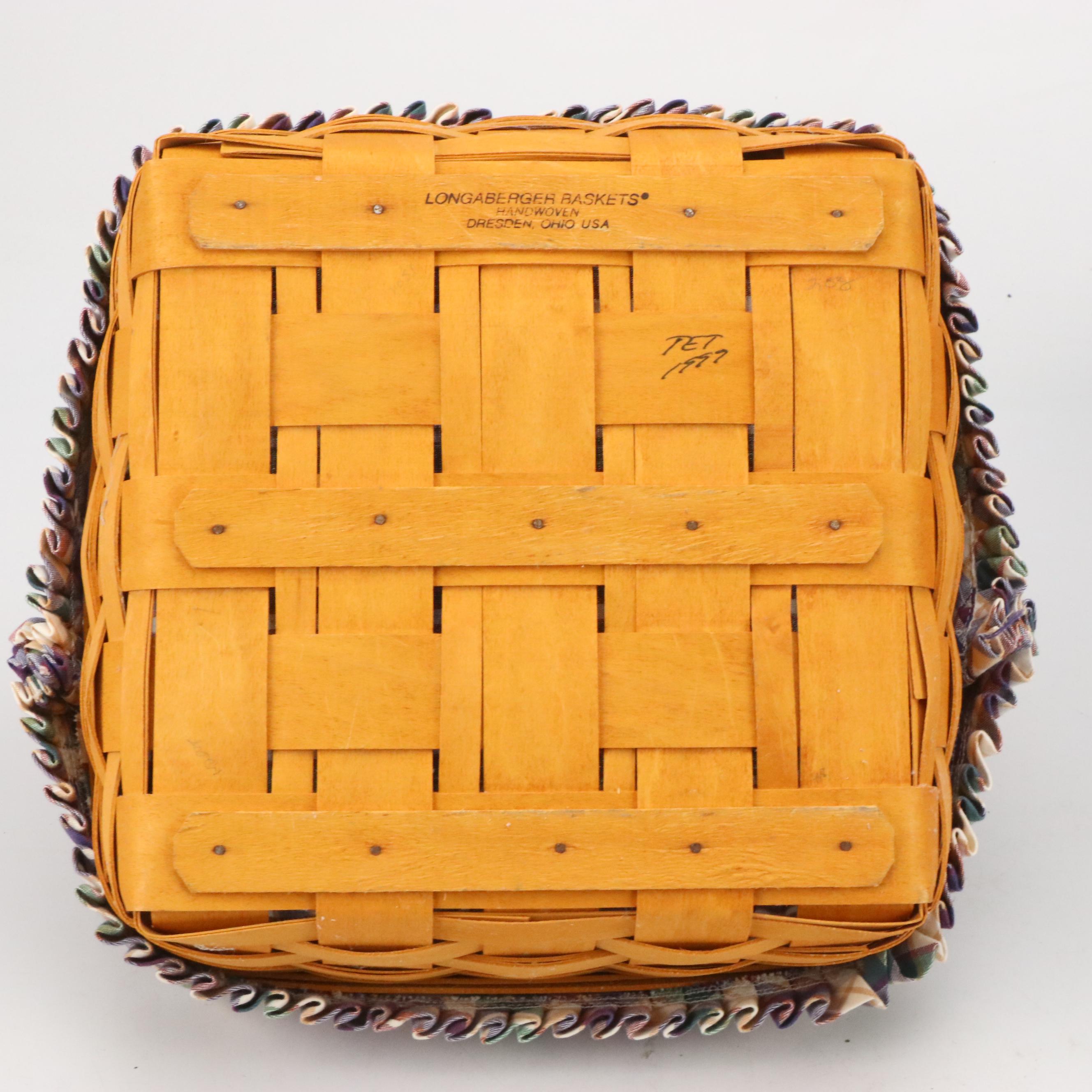 Longaberger Wood Double Handle Baskets with Ceramic Tags and More