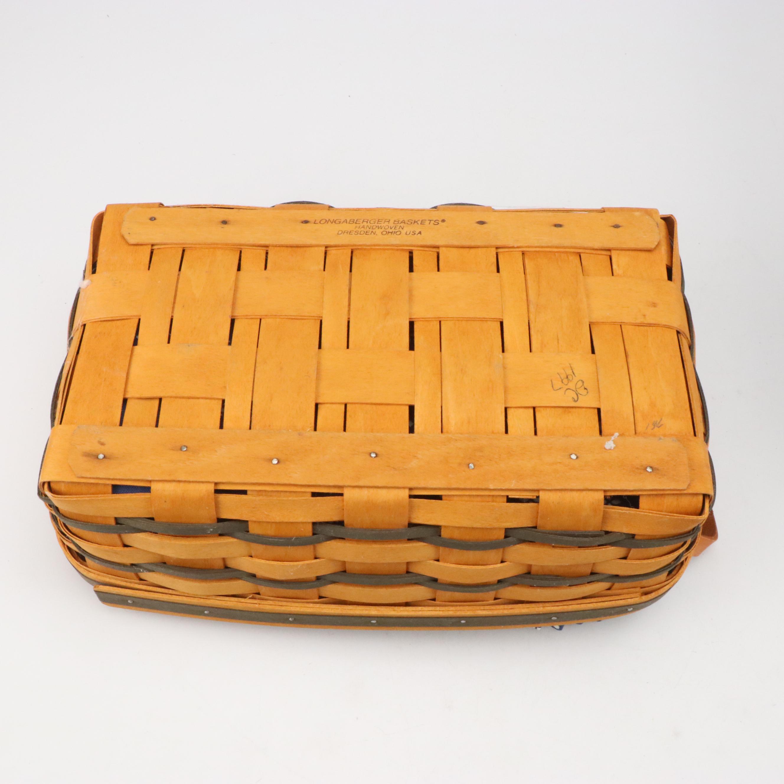 Longaberger Wood Double Handle Baskets with Ceramic Tags and More