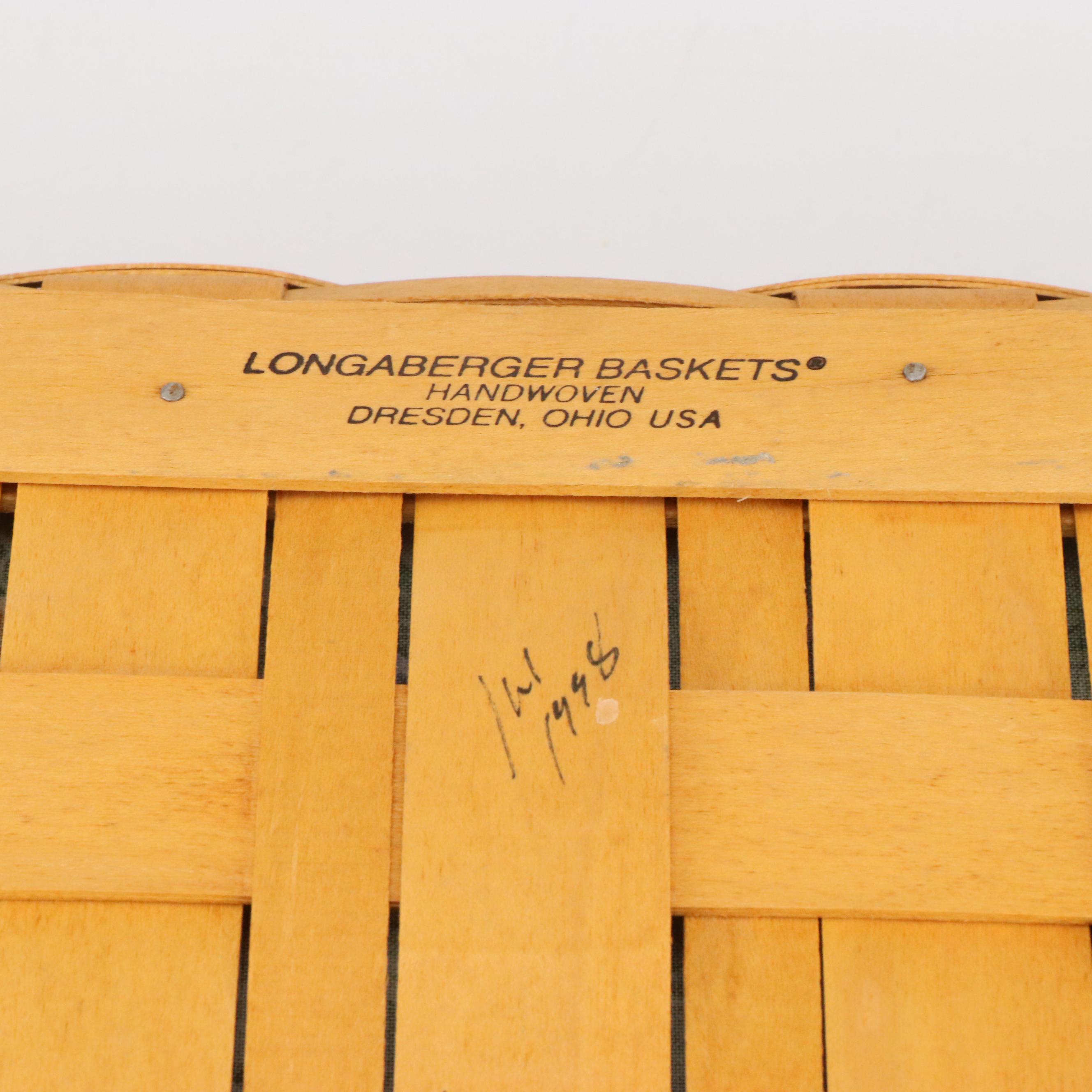 Longaberger Wood Double Handle Baskets with Ceramic Tags and More