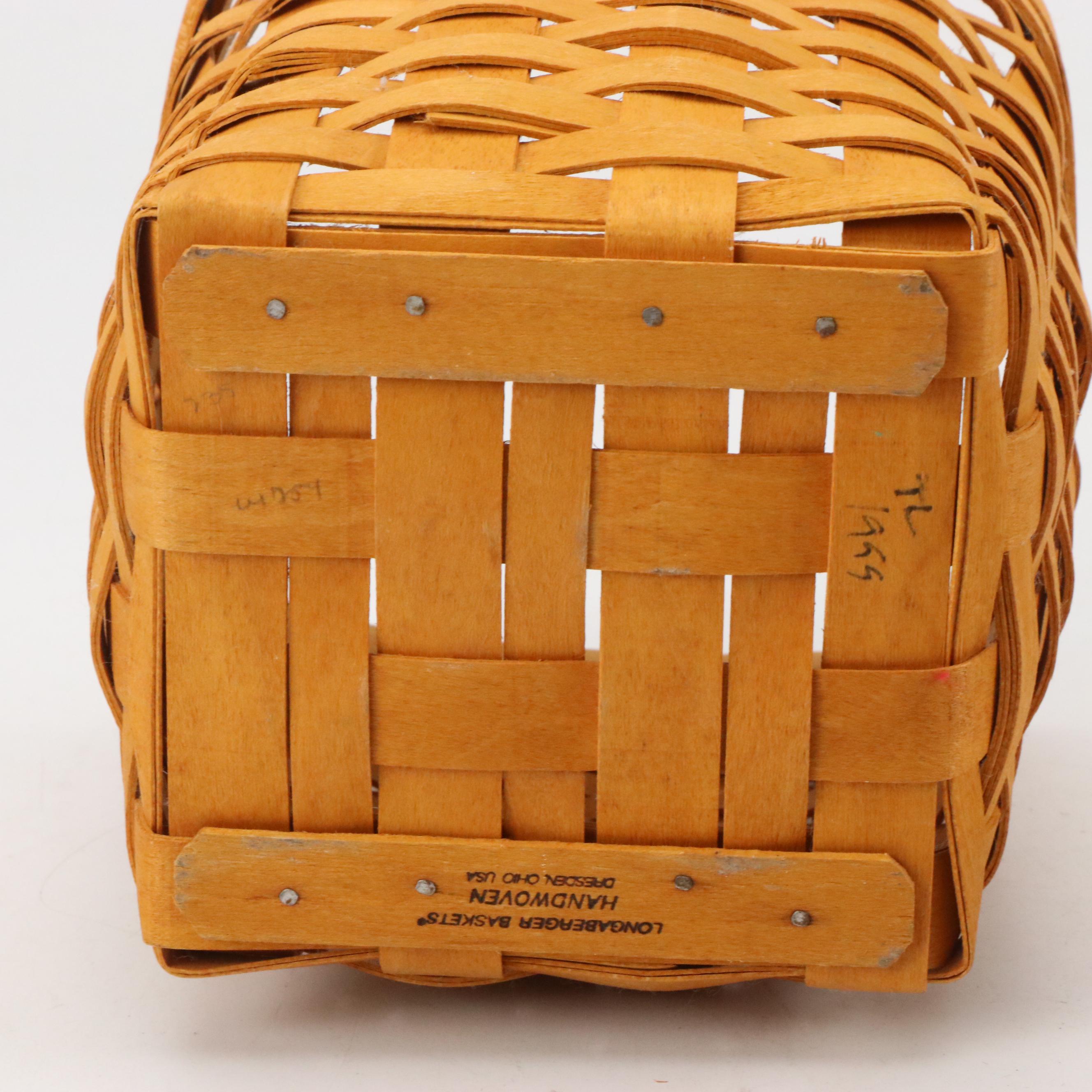 Longaberger Wood Double Handle Baskets with Ceramic Tags and More