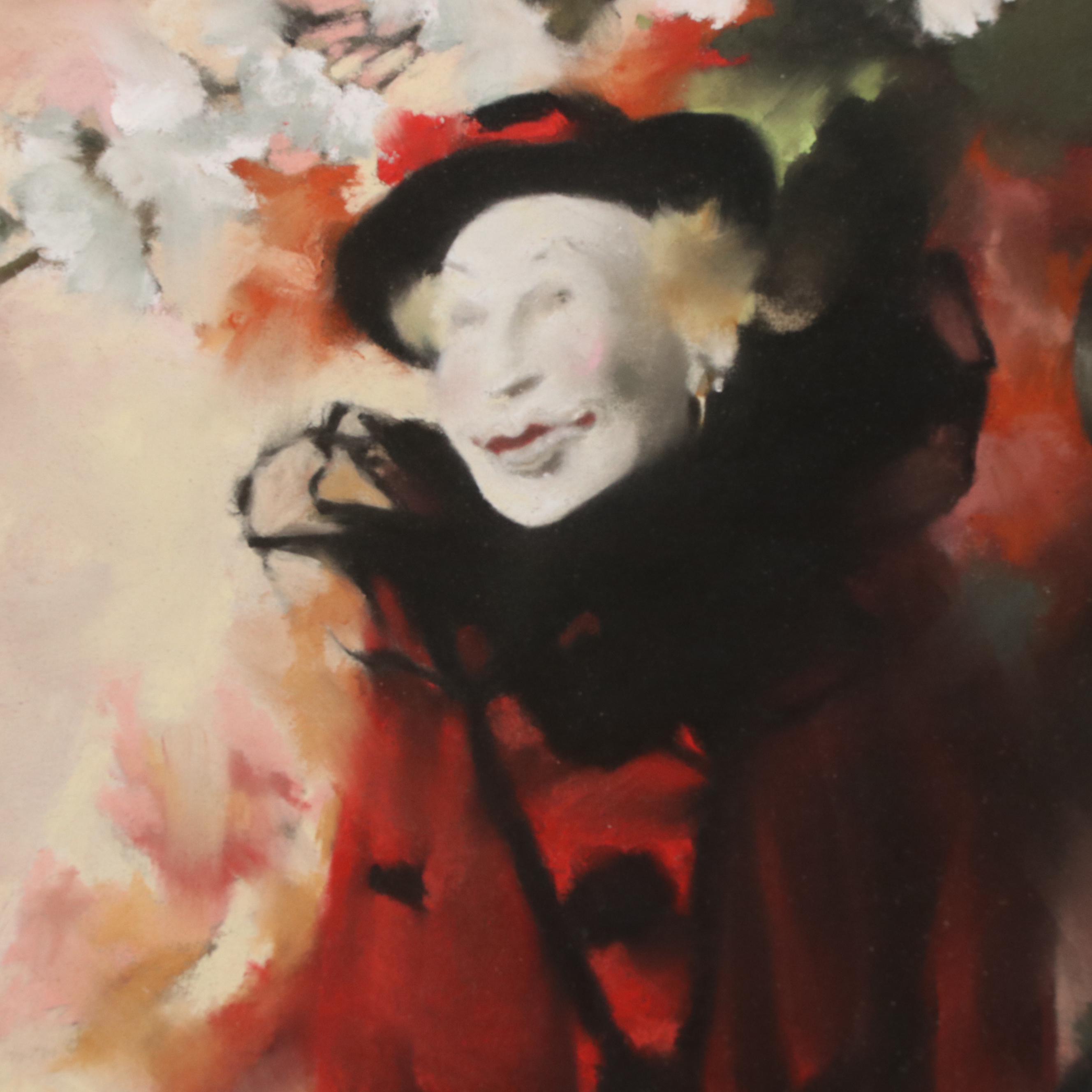 Bonita Roberts Still life Oil Pastel Drawing with Figurines