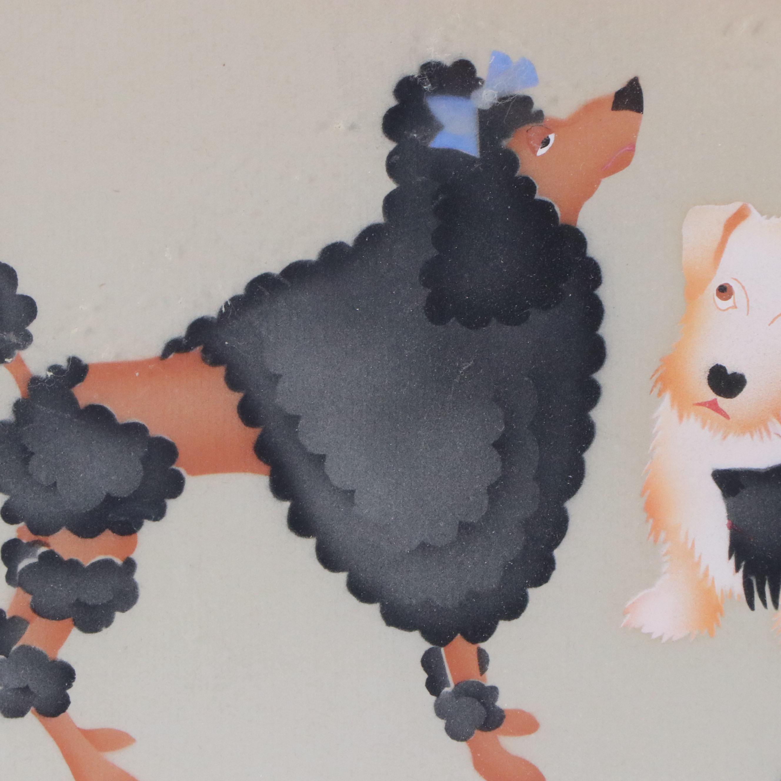 Evelyn Marx Watercolor Stencil Painting "Three Dogs"