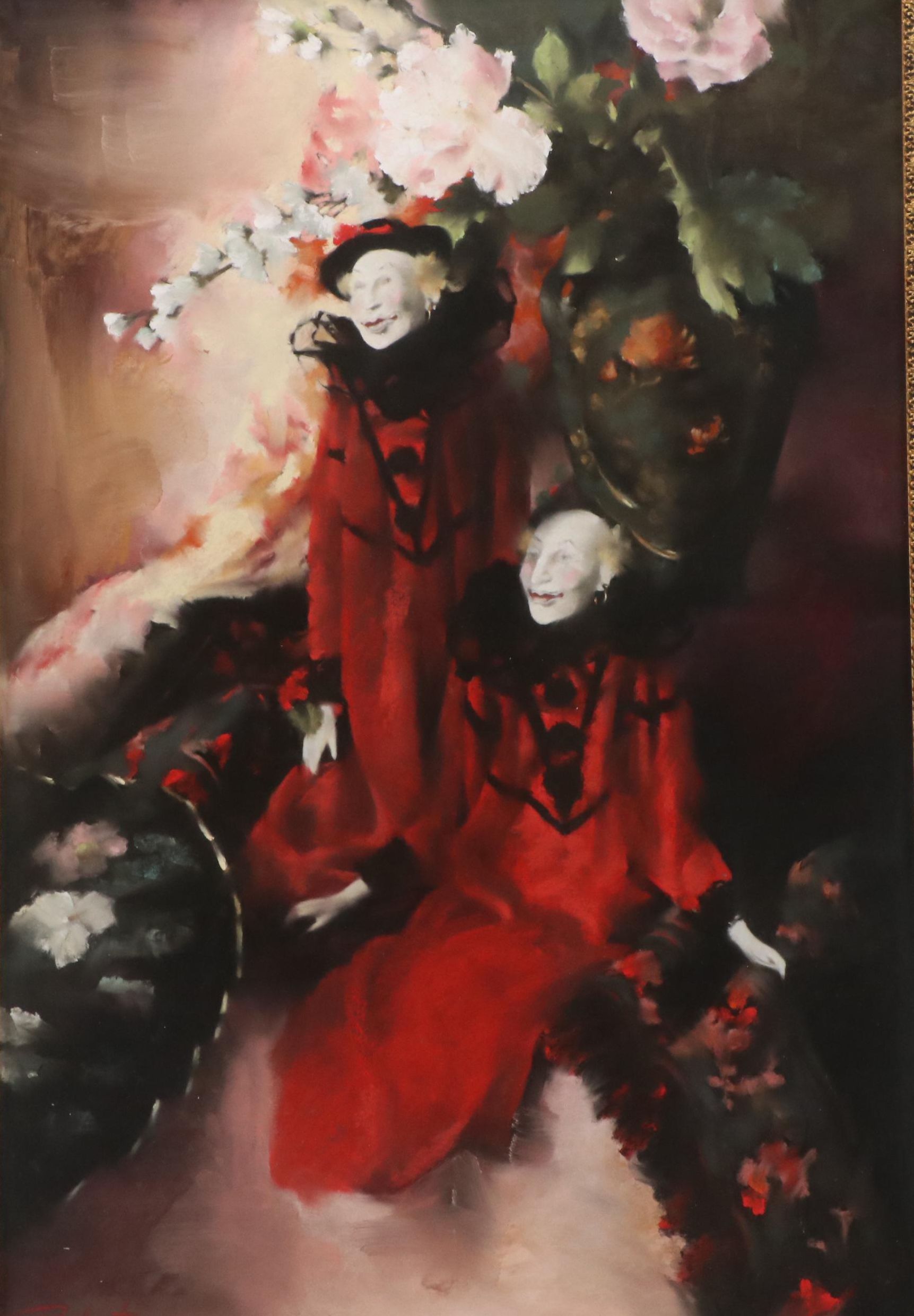 Bonita Roberts Still life Oil Pastel Drawing with Figurines