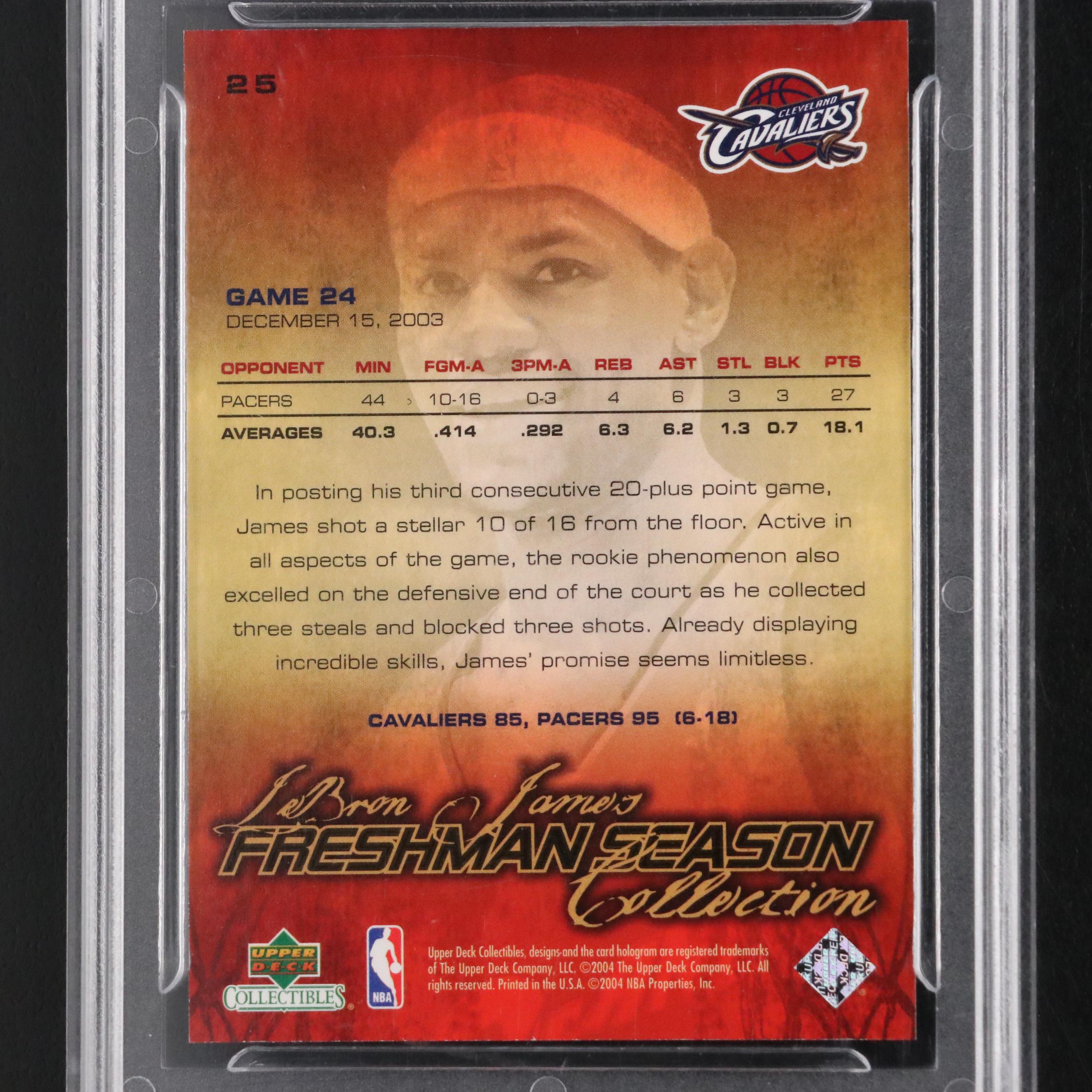 2003 Upper Deck LeBron James Freshman Season Slabbed Rookie Basketball Card