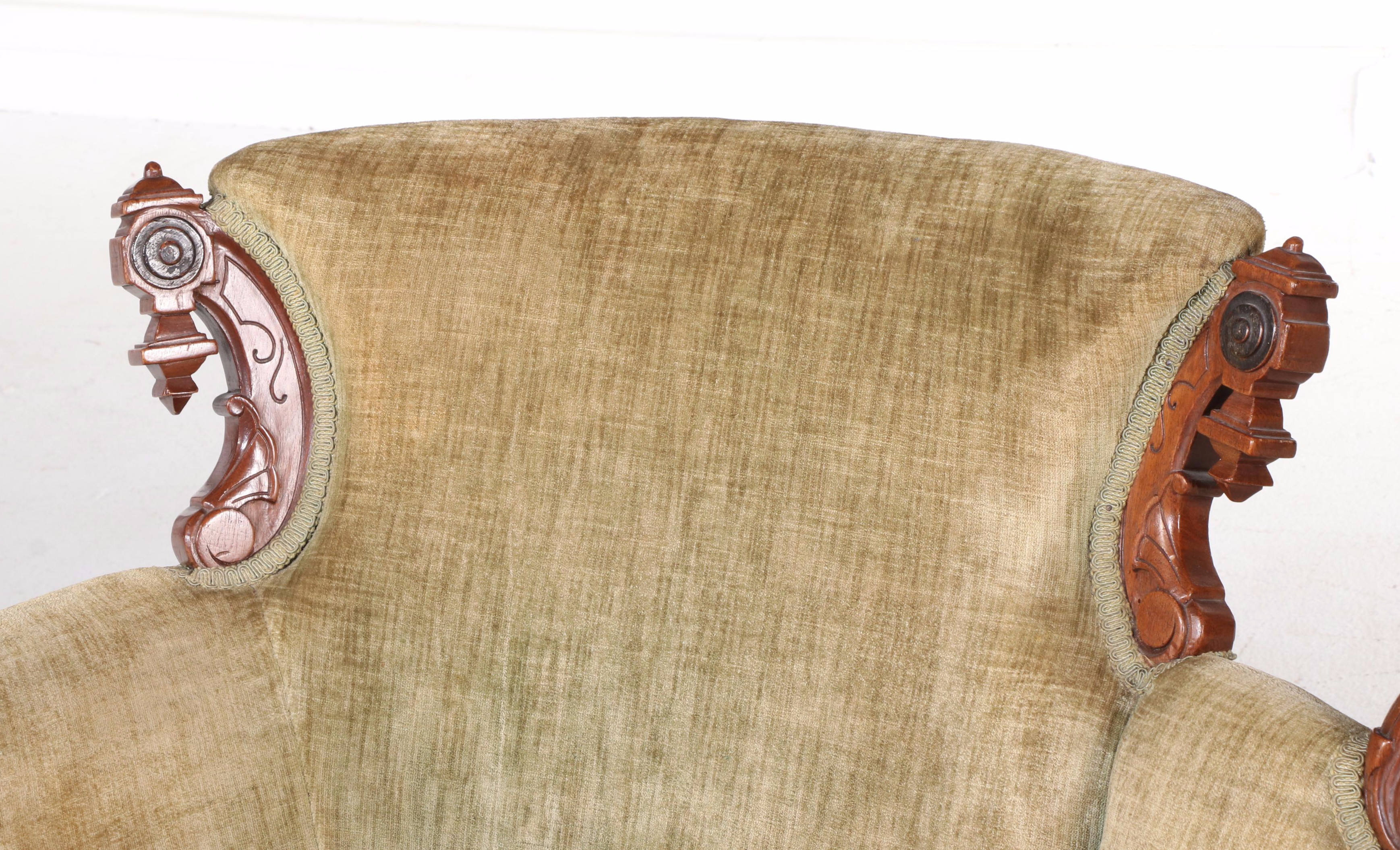 Renaissance Revival Carved and Burl Walnut Sofa, Manner of John Jeliff, c. 1870