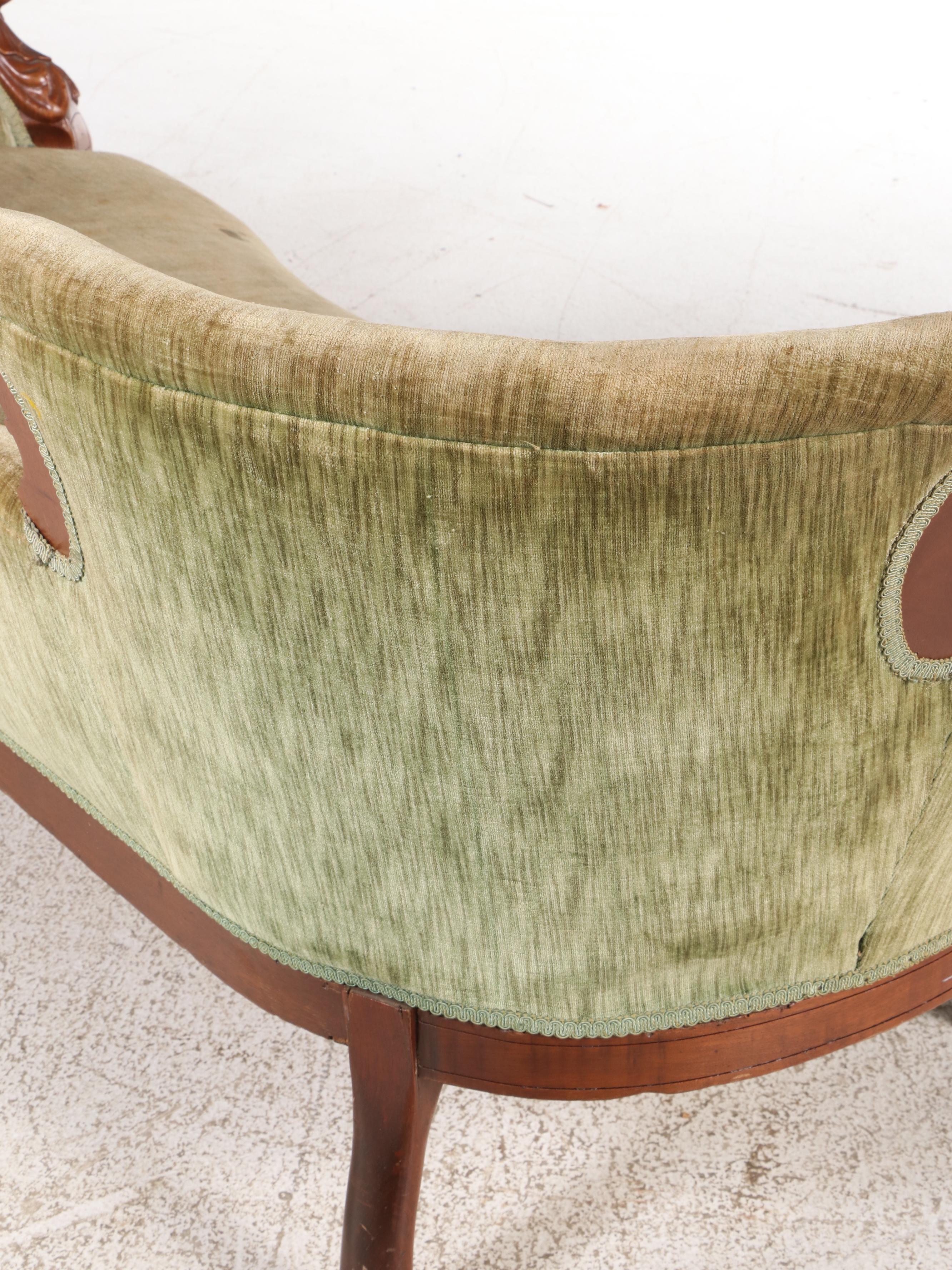 Renaissance Revival Carved and Burl Walnut Sofa, Manner of John Jeliff, c. 1870