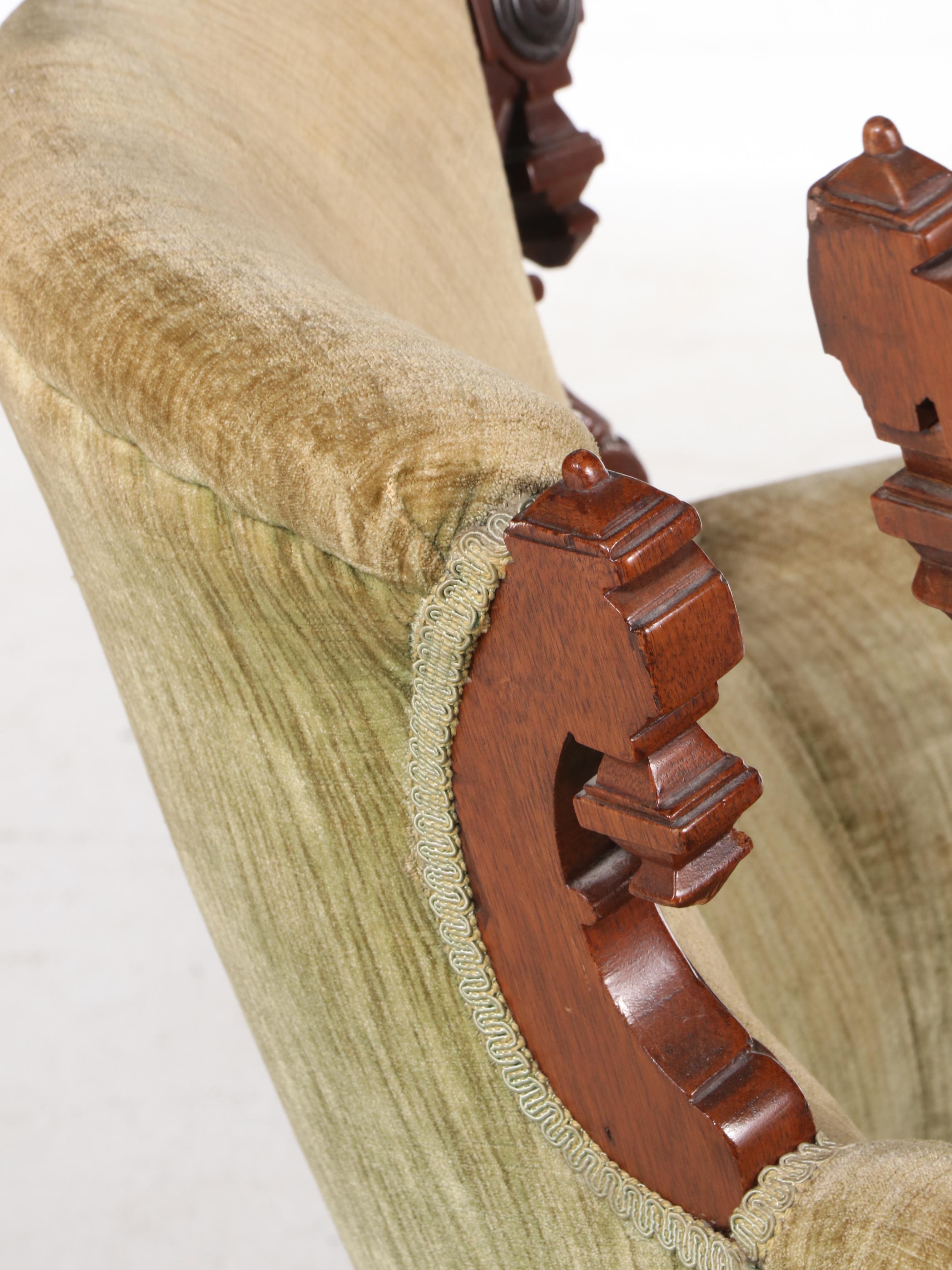 Renaissance Revival Carved and Burl Walnut Sofa, Manner of John Jeliff, c. 1870
