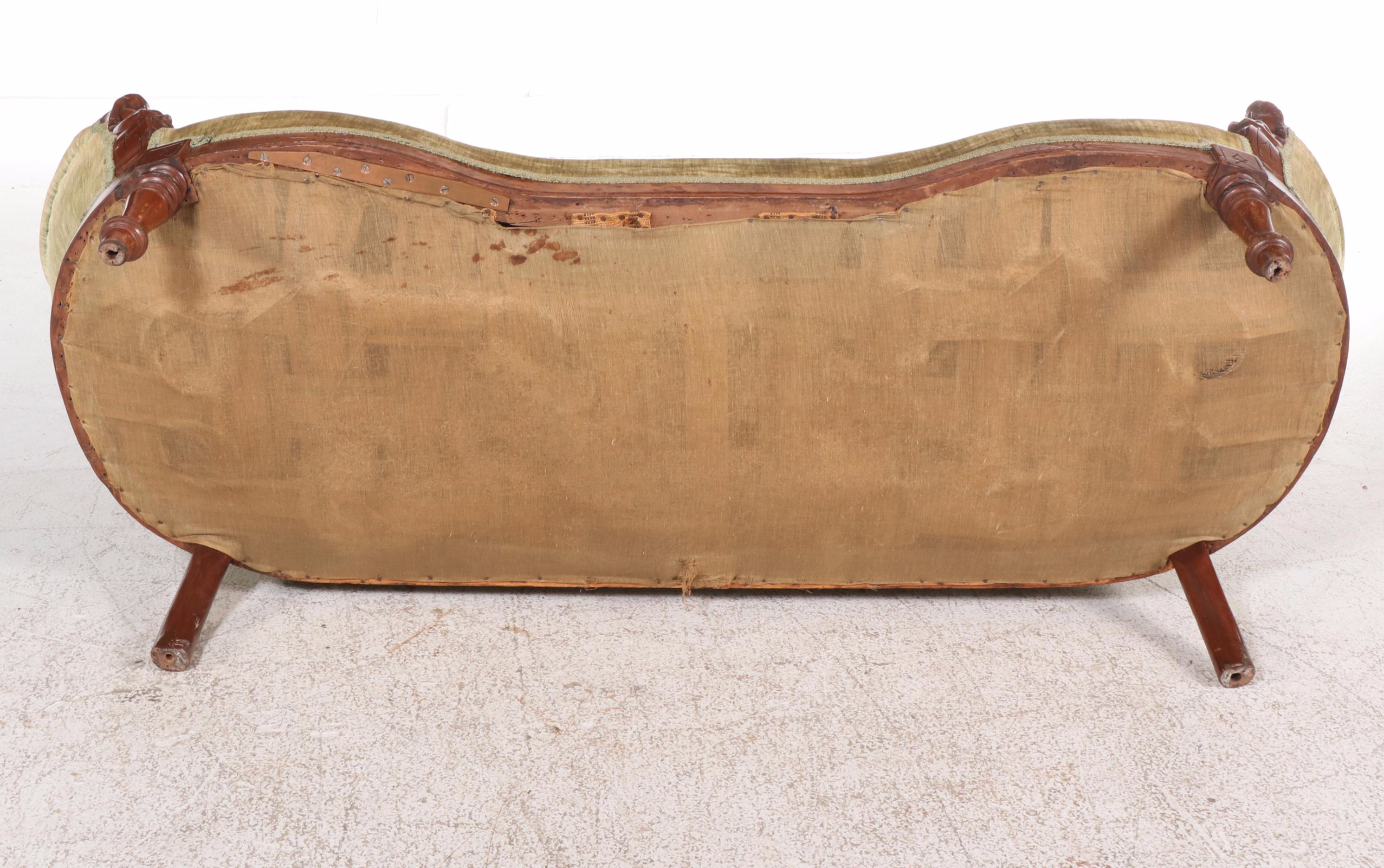 Renaissance Revival Carved and Burl Walnut Sofa, Manner of John Jeliff, c. 1870