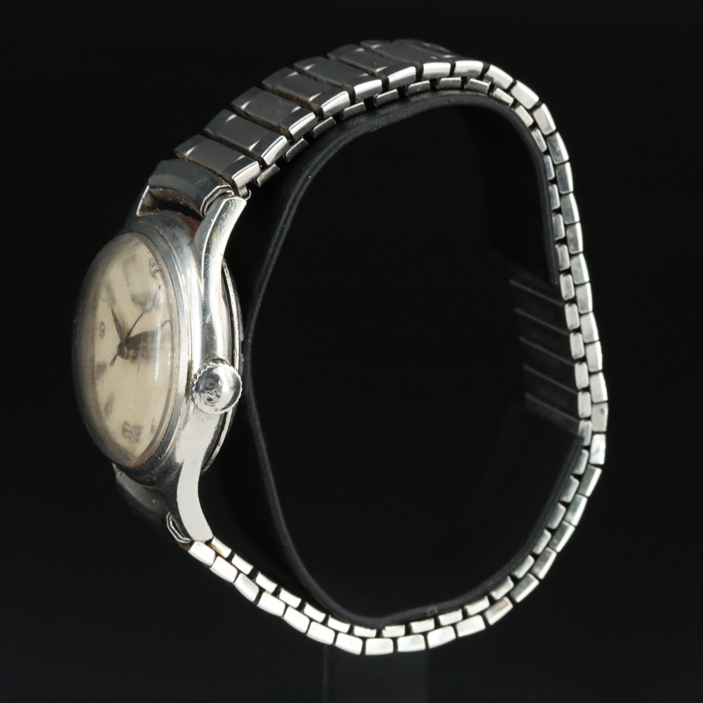 Vintage Longines Stainless Steel Stem Wind Watch