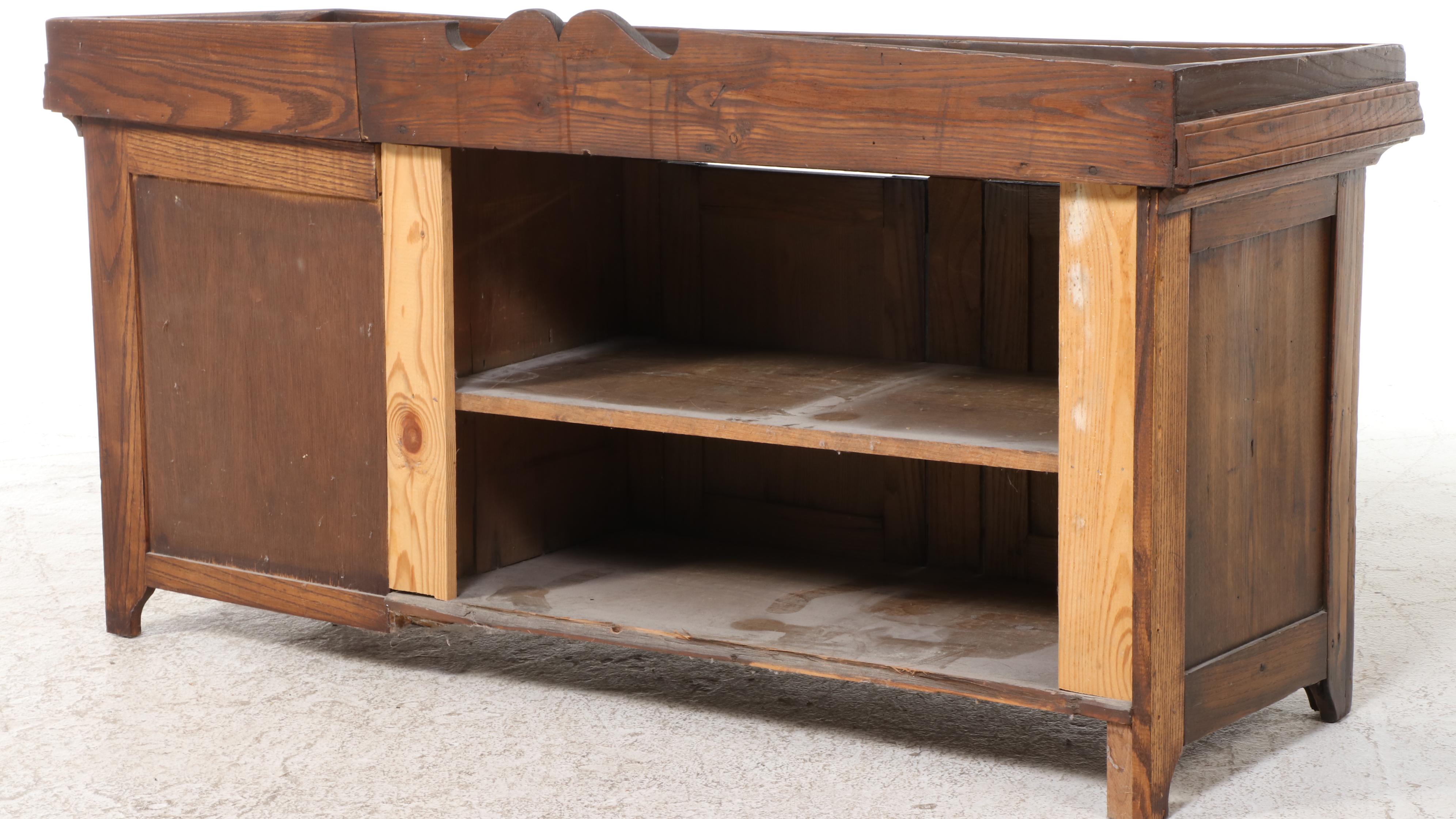 American Primitive Oak Dry Sink, 19th Century