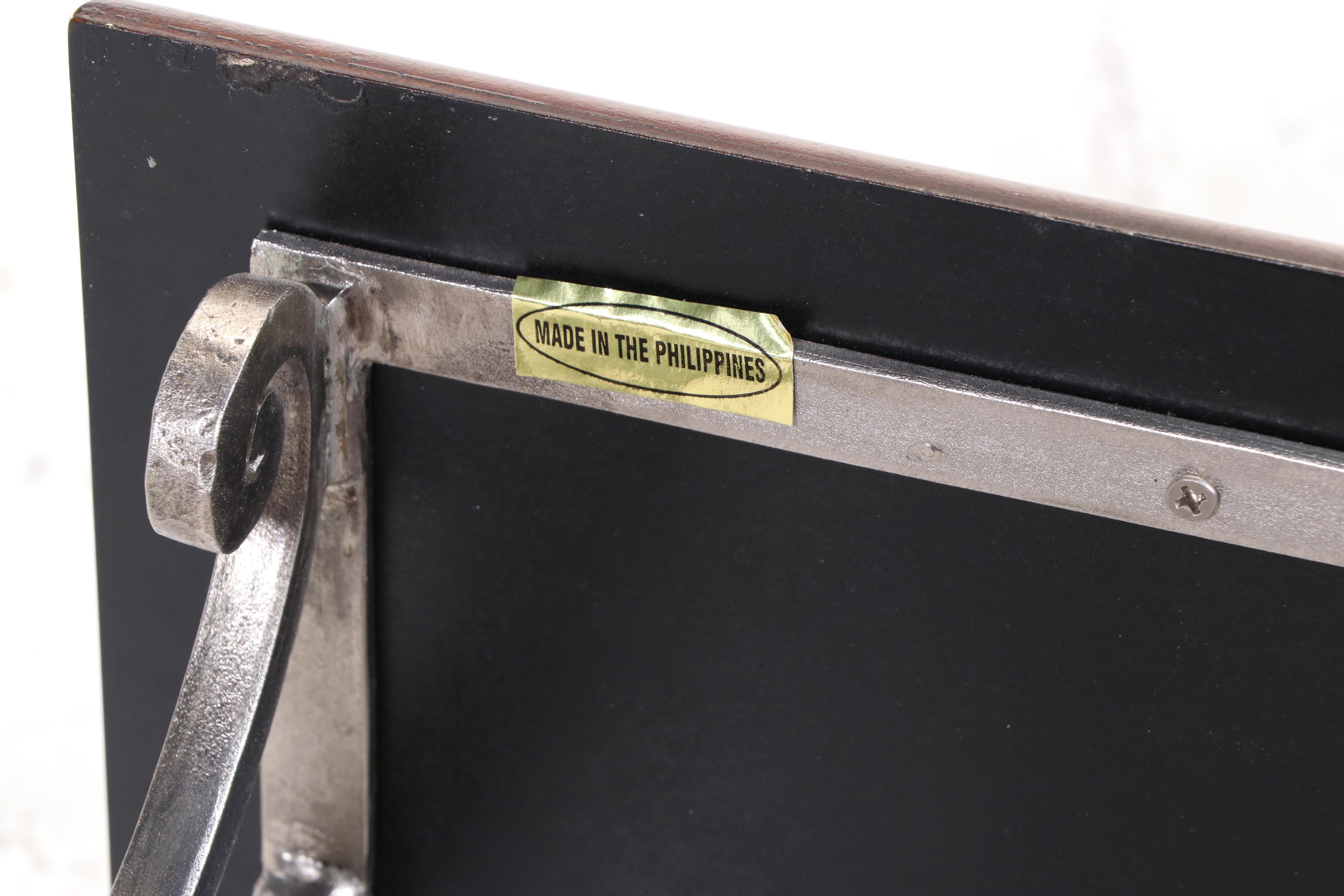 Silver-Gilt Iron and Hardwood Side Table with Book Trough