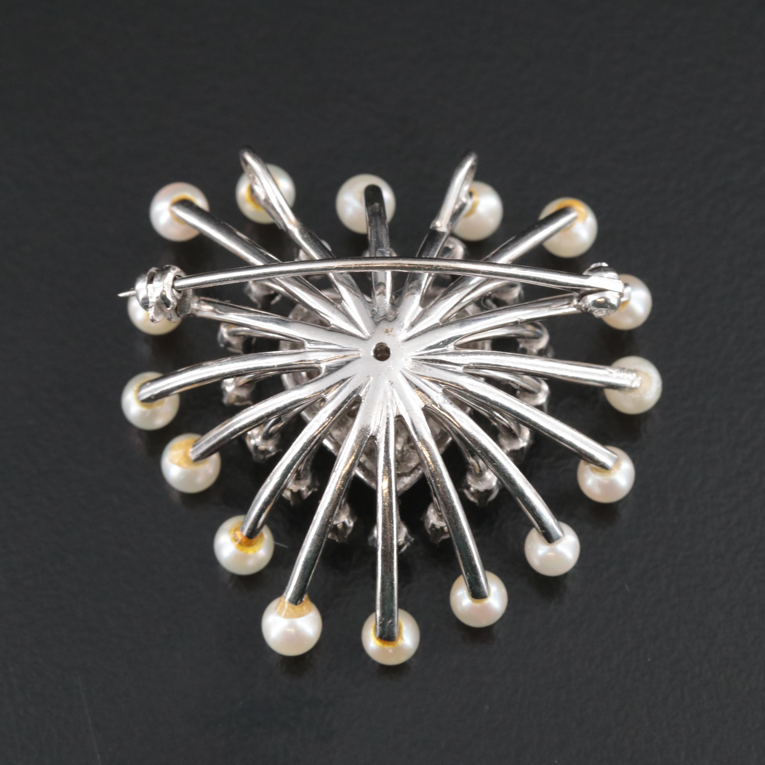 14K 1.13 CTW Diamond and Pearl Heart Converter Brooch/Pendant