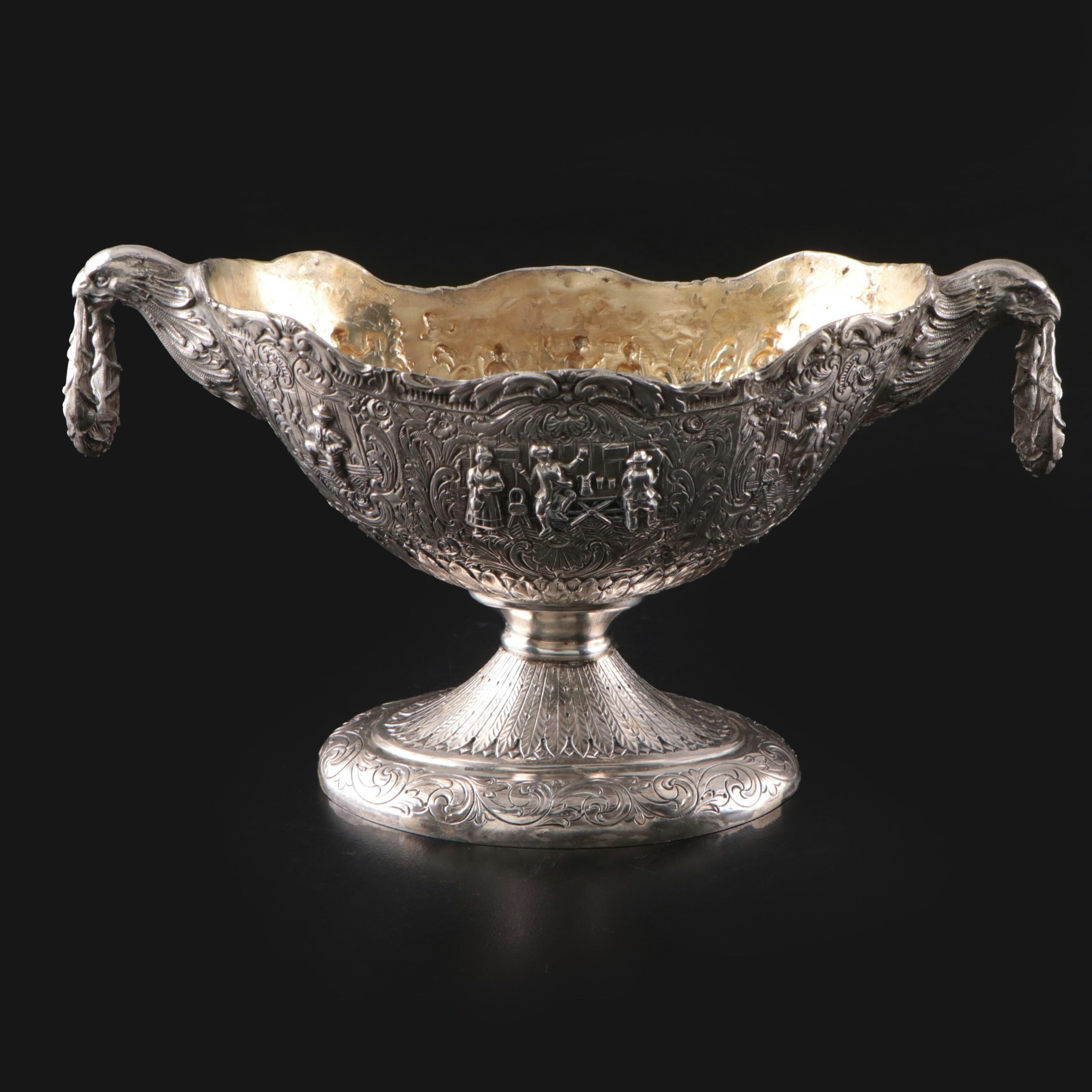 E.G. Webster & Son Silver Plate Scenic Footed Bowl