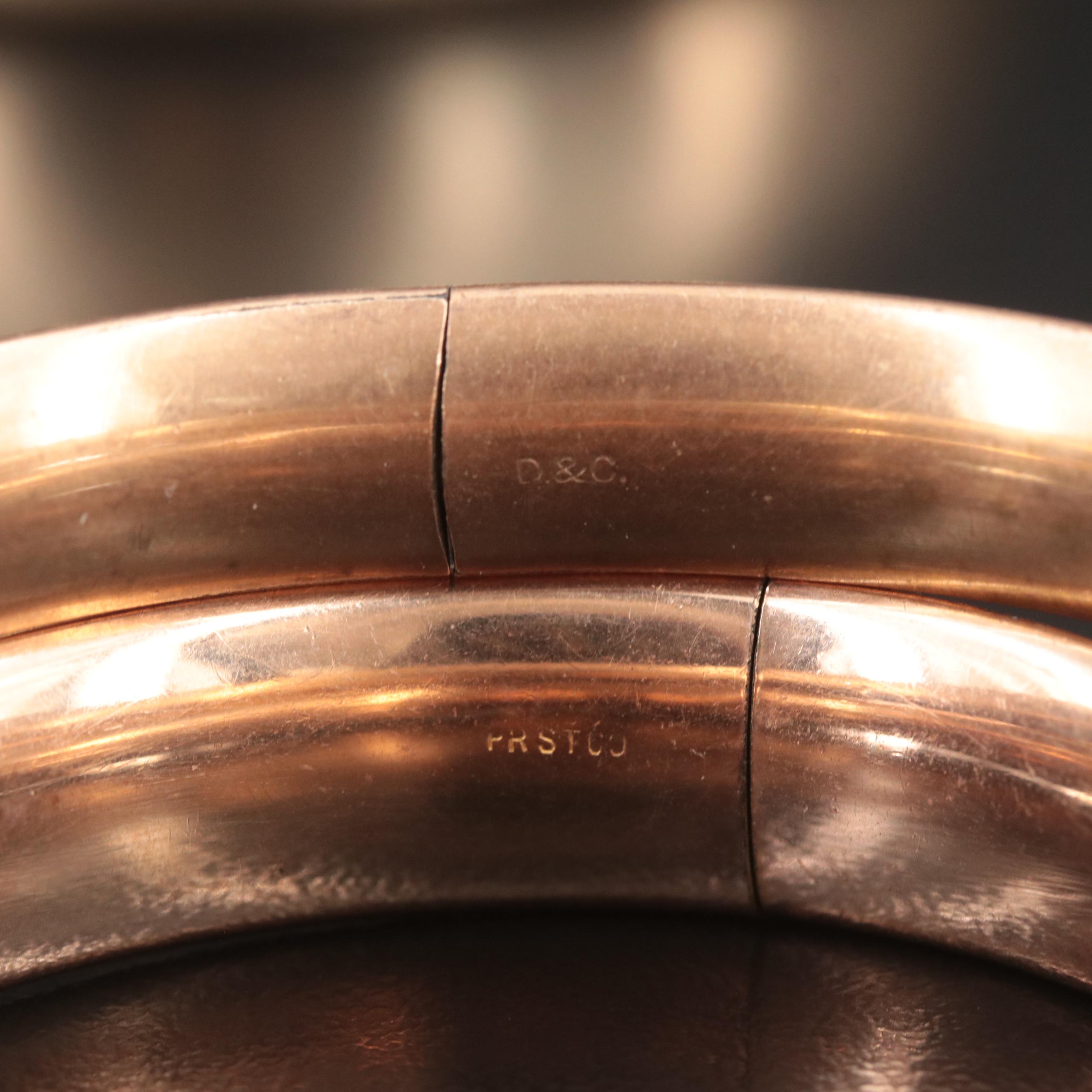 Vintage and Antique Engraved Bangles Including Gold-Filled and Art Nouveau