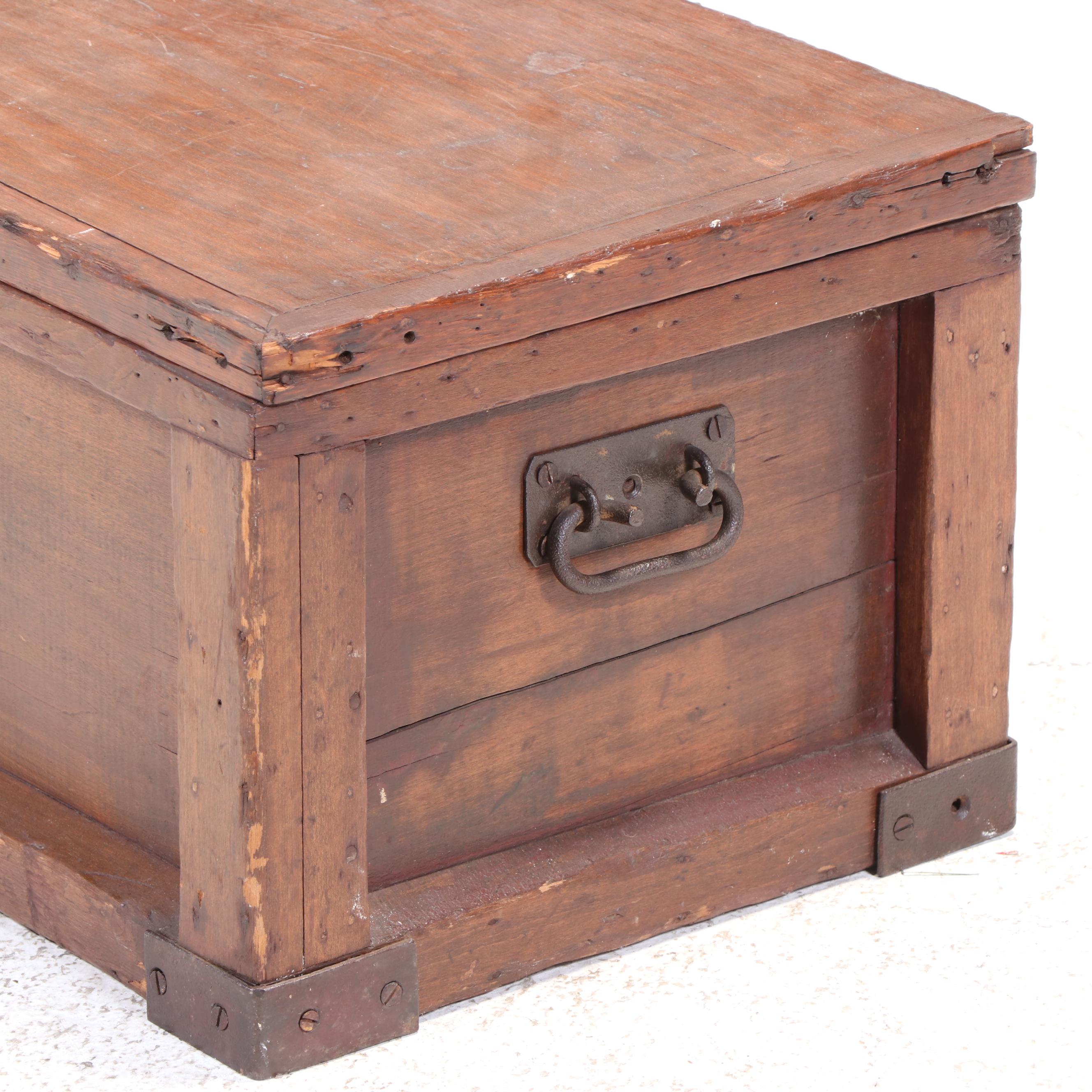 American Primitive Iron-Mounted Poplar Tool Chest, Early 20th Century