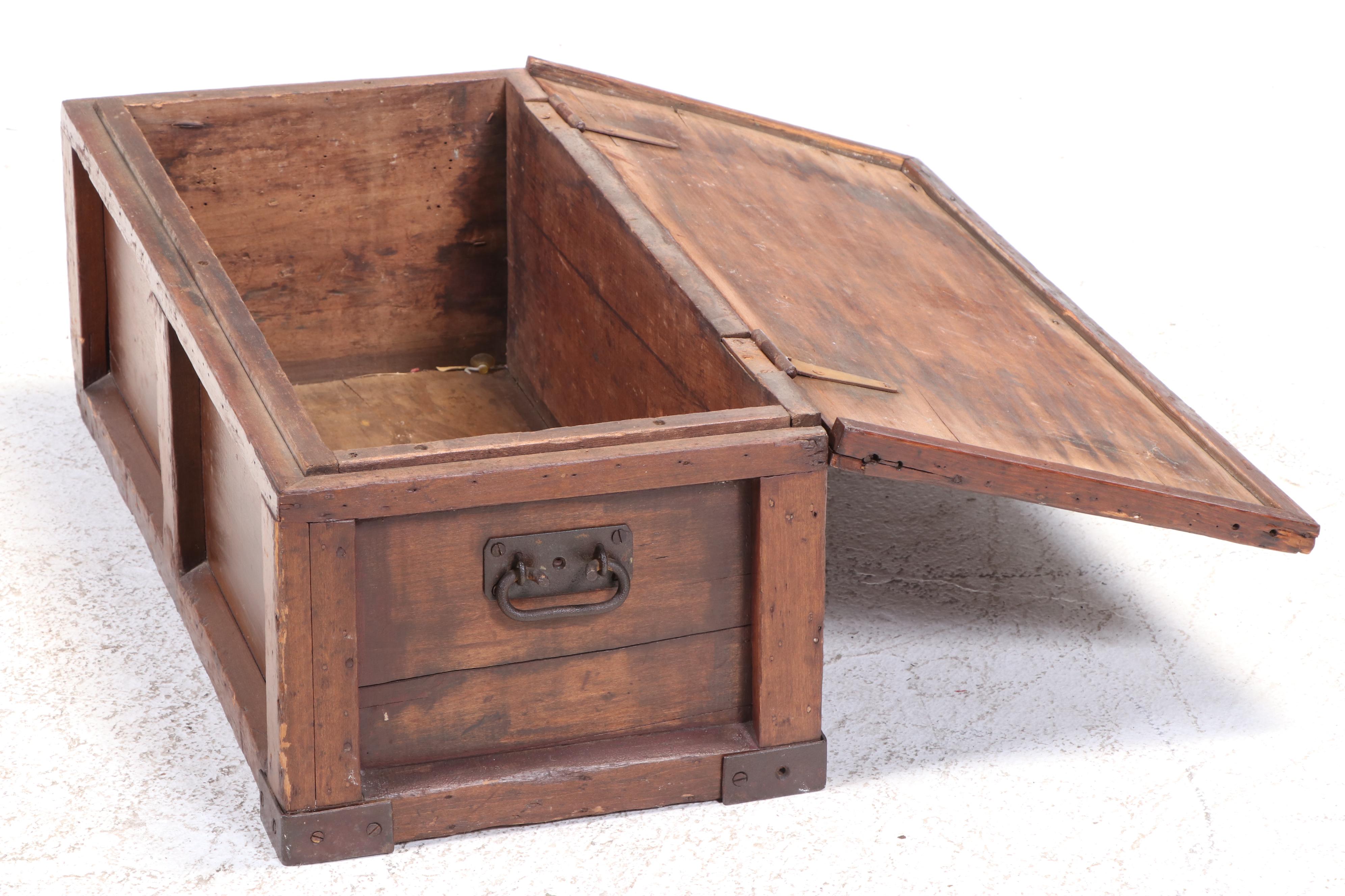 American Primitive Iron-Mounted Poplar Tool Chest, Early 20th Century