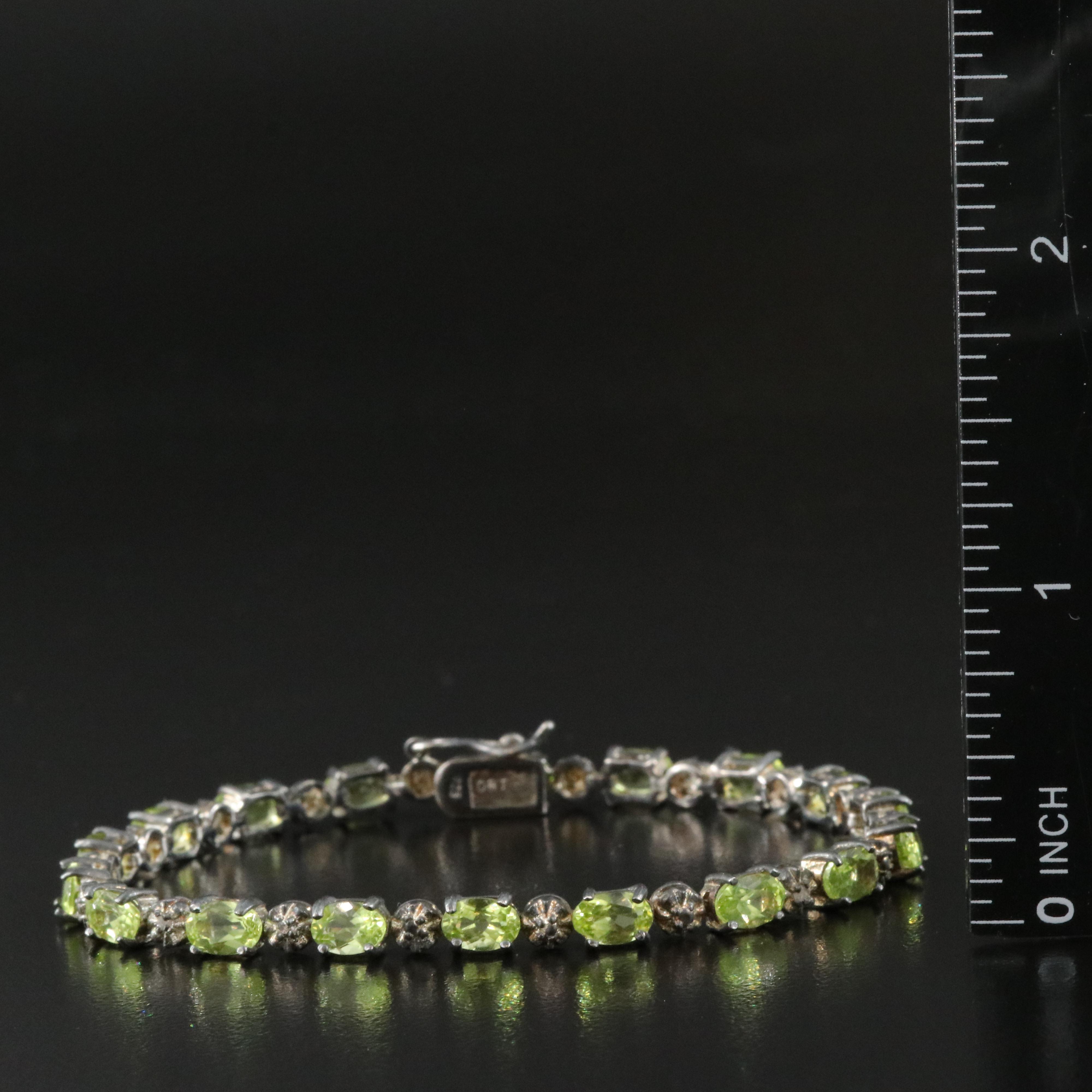Sterling Peridot and Diamond Bracelet