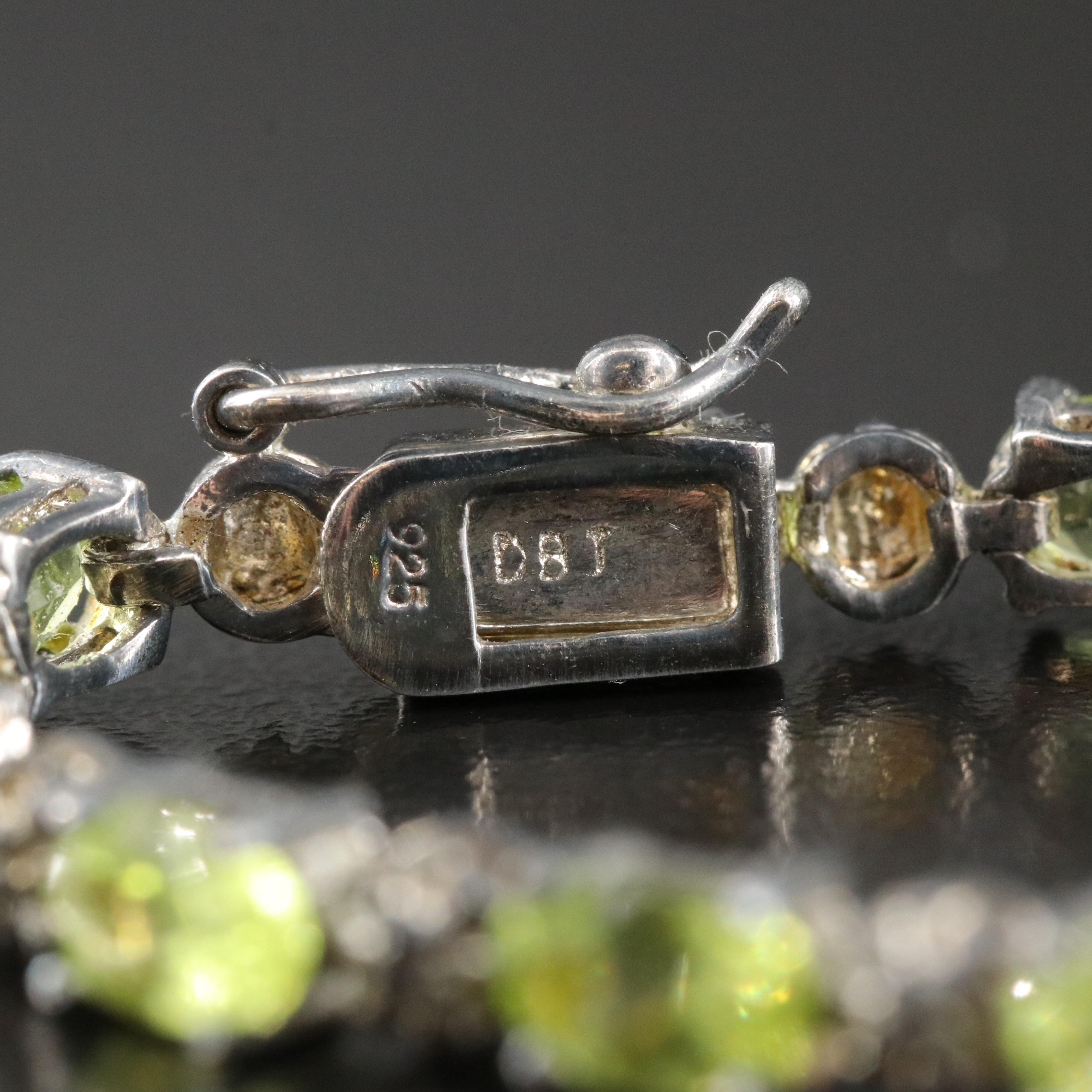 Sterling Peridot and Diamond Bracelet