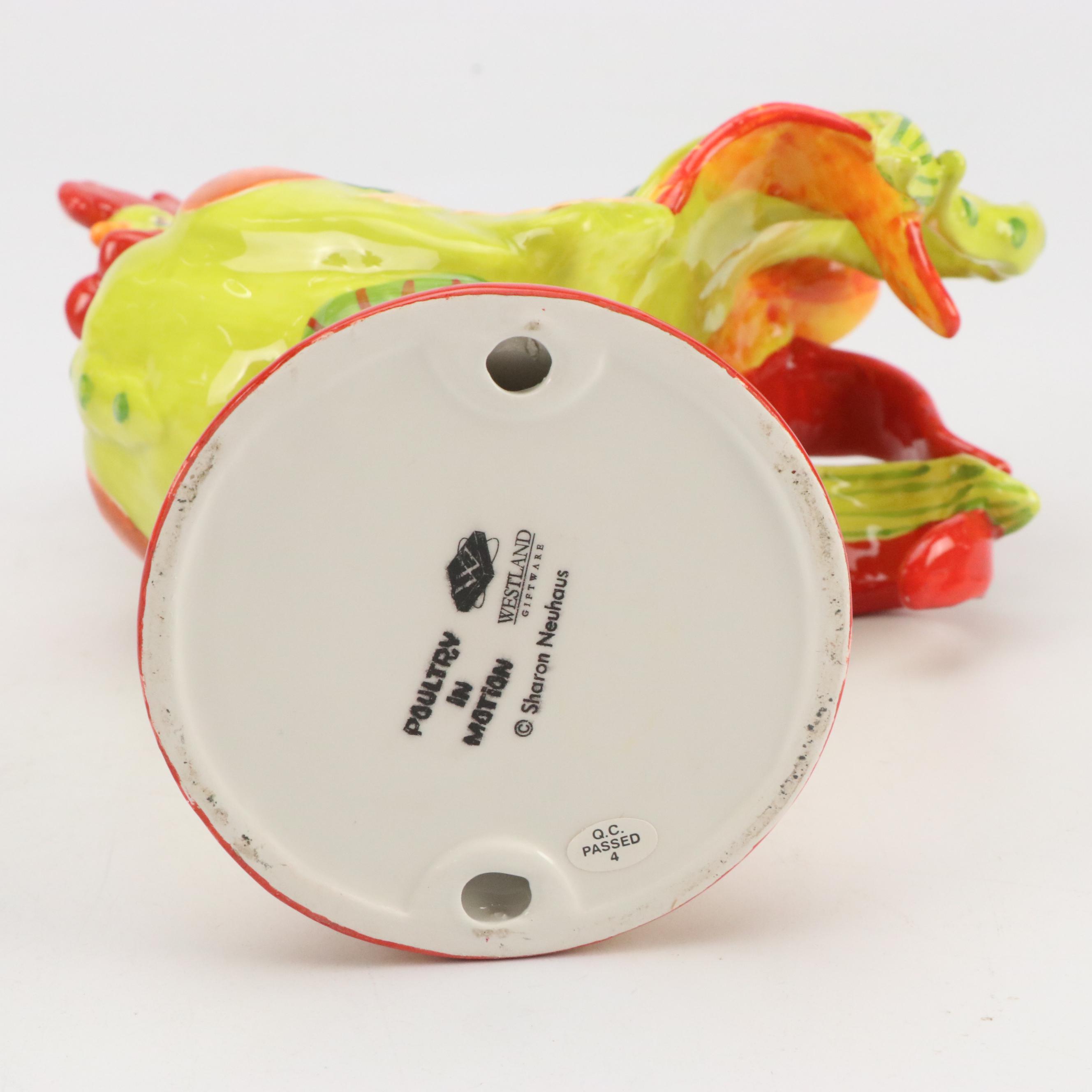 Westland "Poultry in Motion" Ceramic Rooster Figurines