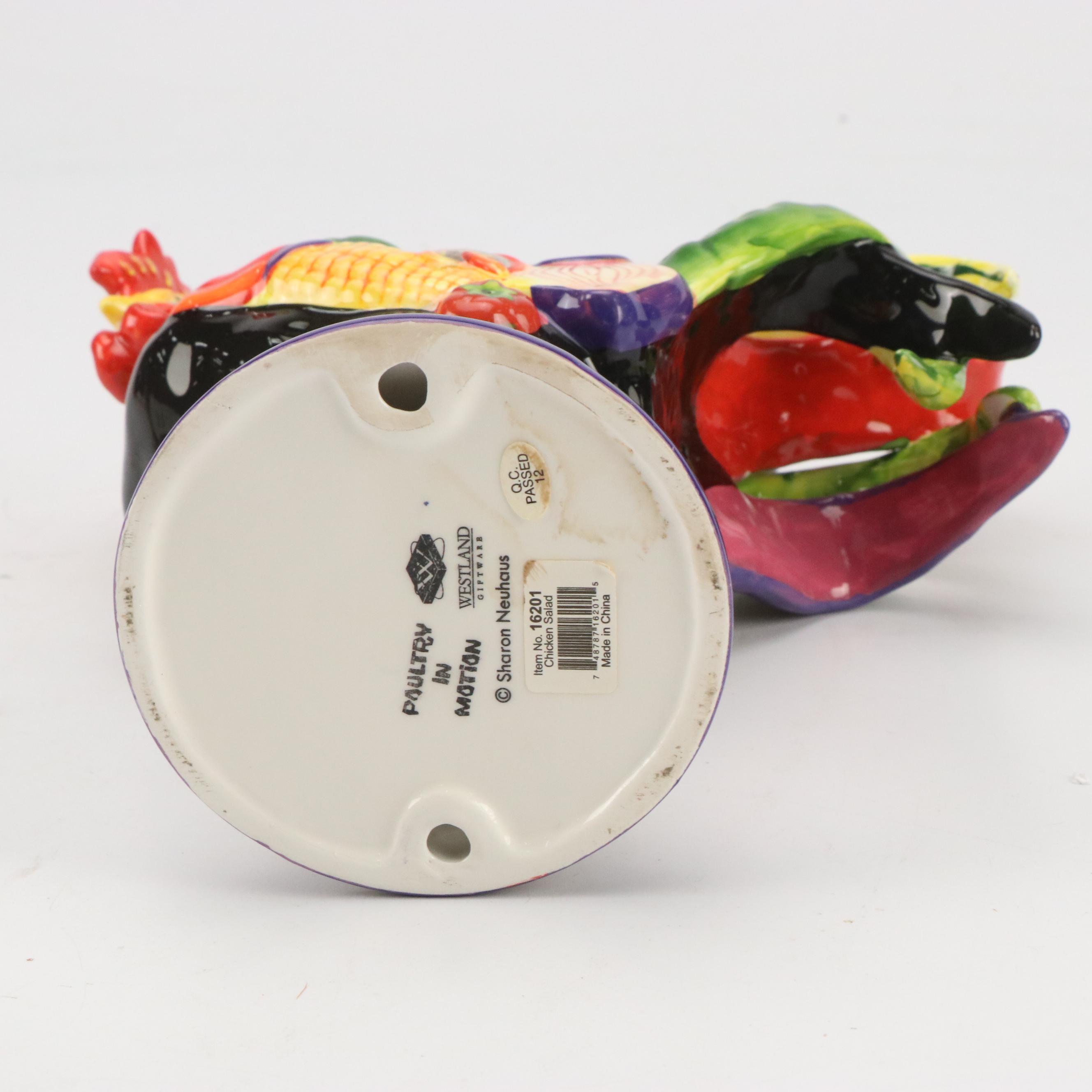 Westland "Poultry in Motion" Ceramic Rooster Figurines