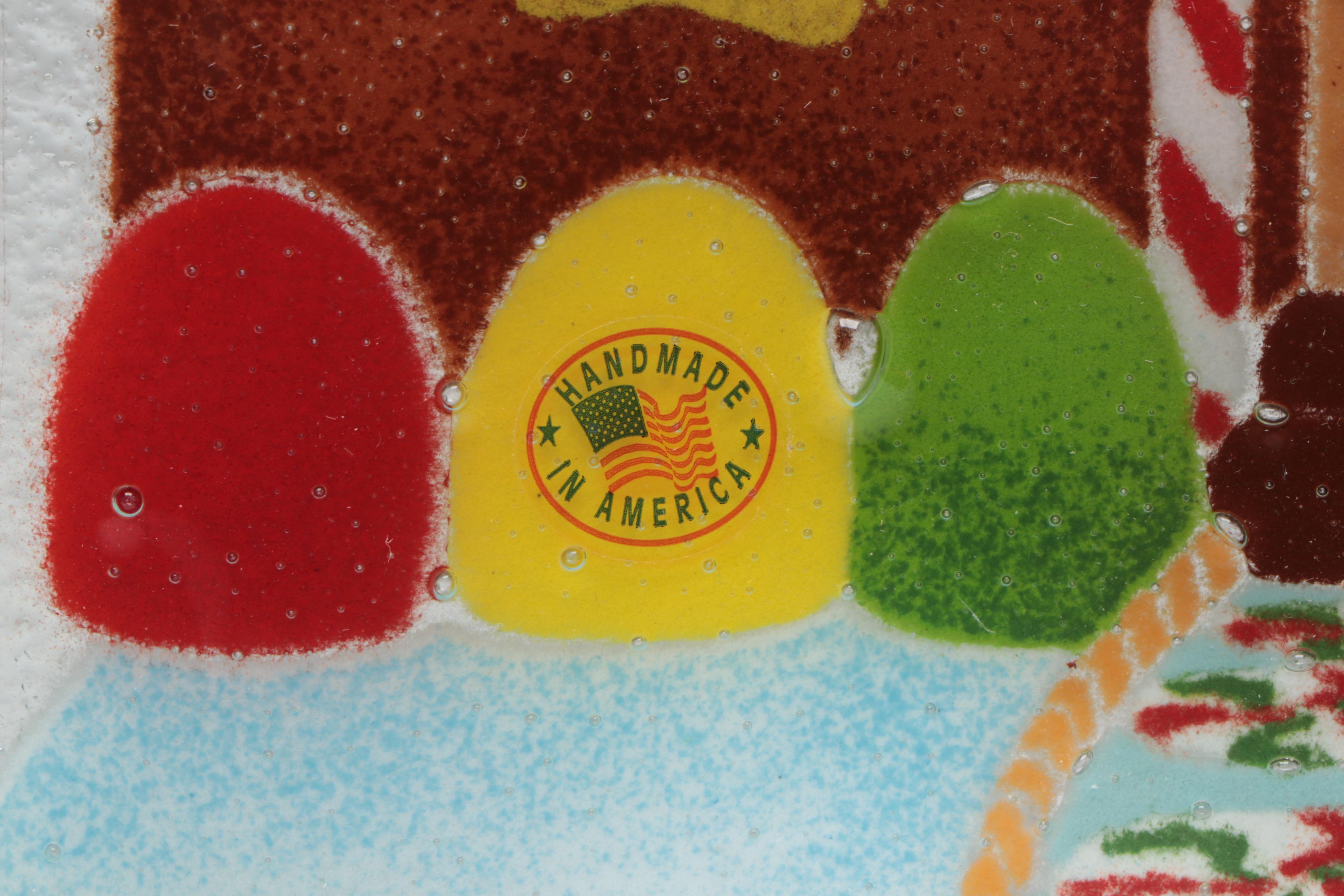 Peggy Karr Fused Glass Plates with Other Christmas Themed Table Accessories