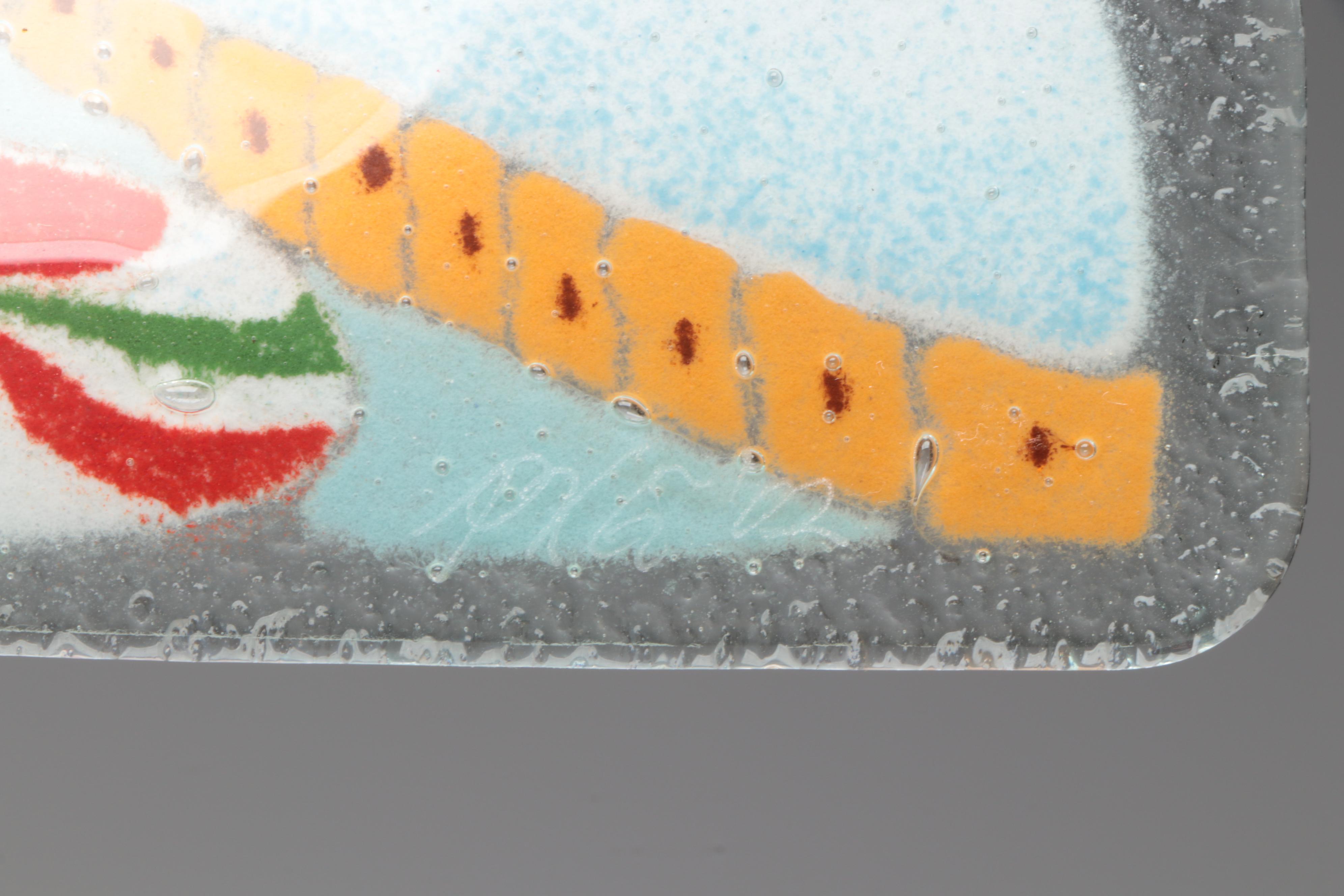 Peggy Karr Fused Glass Plates with Other Christmas Themed Table Accessories