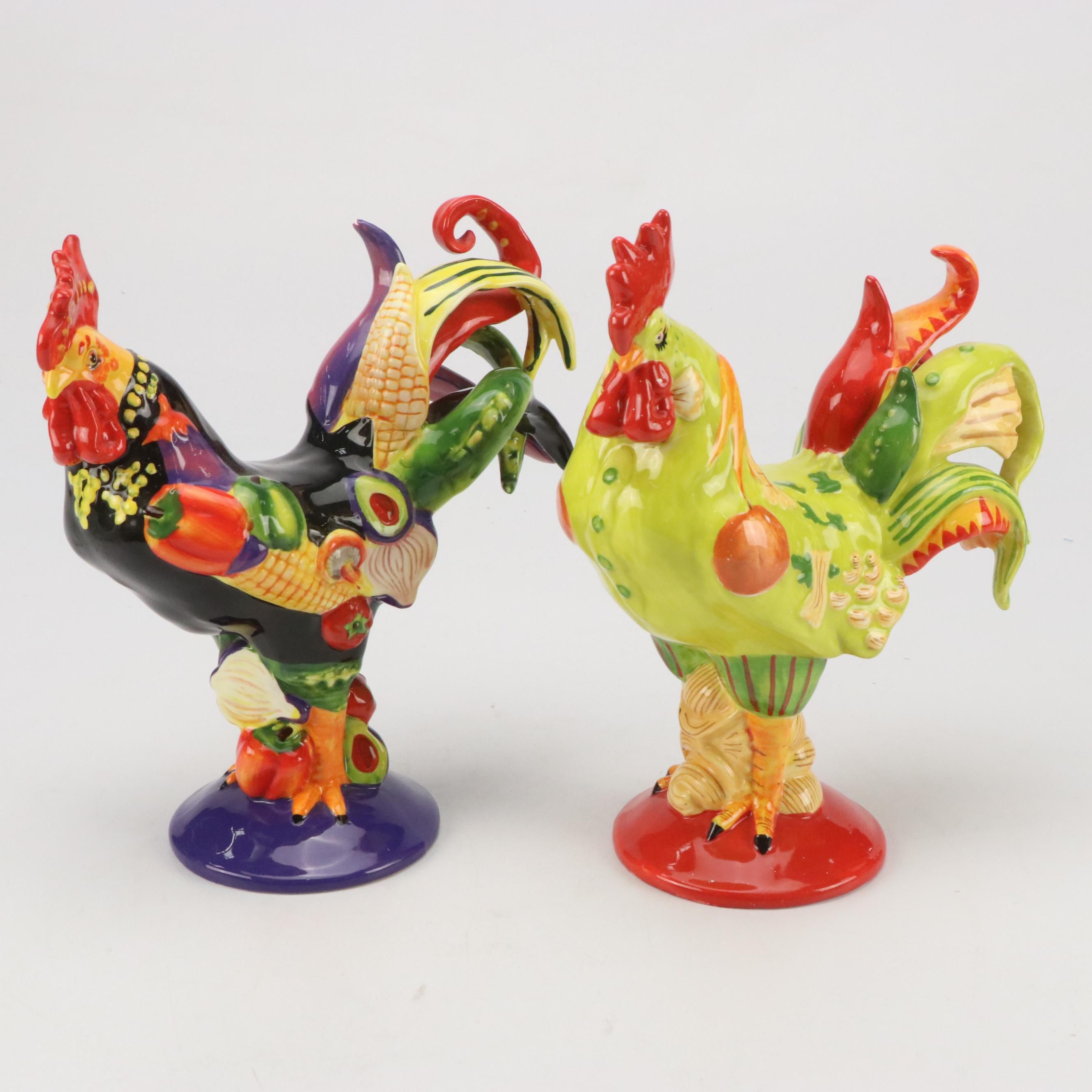 Westland "Poultry in Motion" Ceramic Rooster Figurines