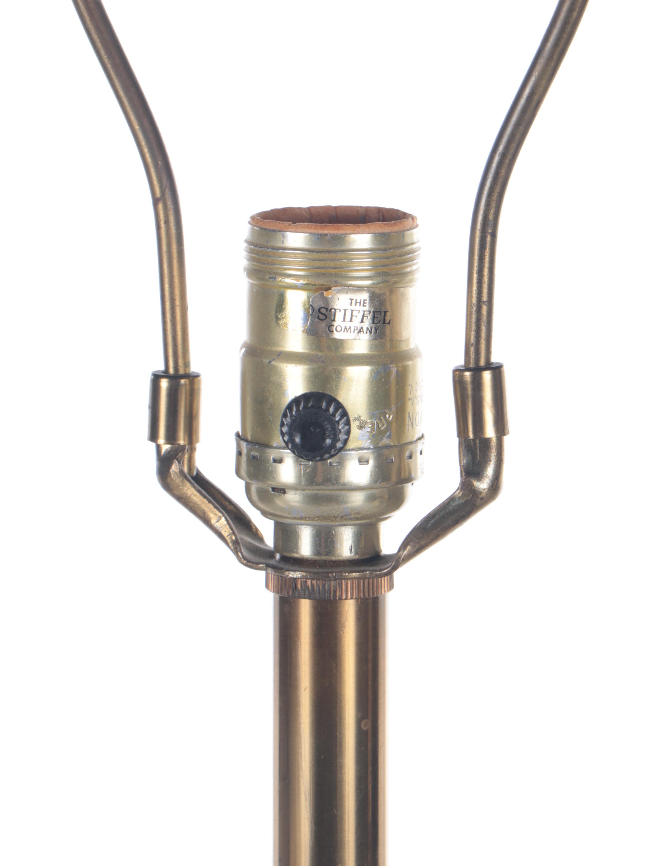 Stiffel and Westwood Brass With Rembrandt Type Torchiere Table Lamps