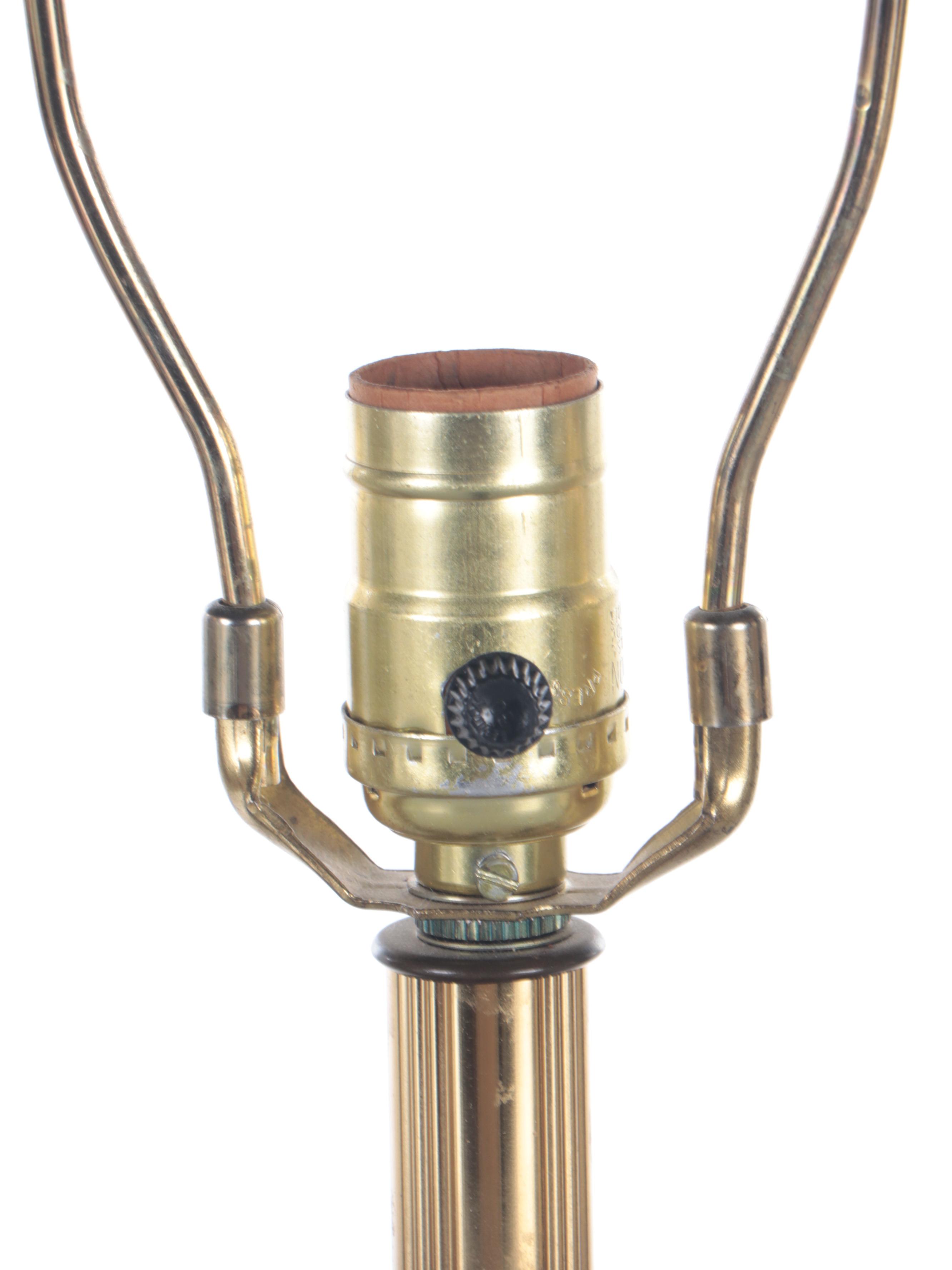 Stiffel and Westwood Brass With Rembrandt Type Torchiere Table Lamps