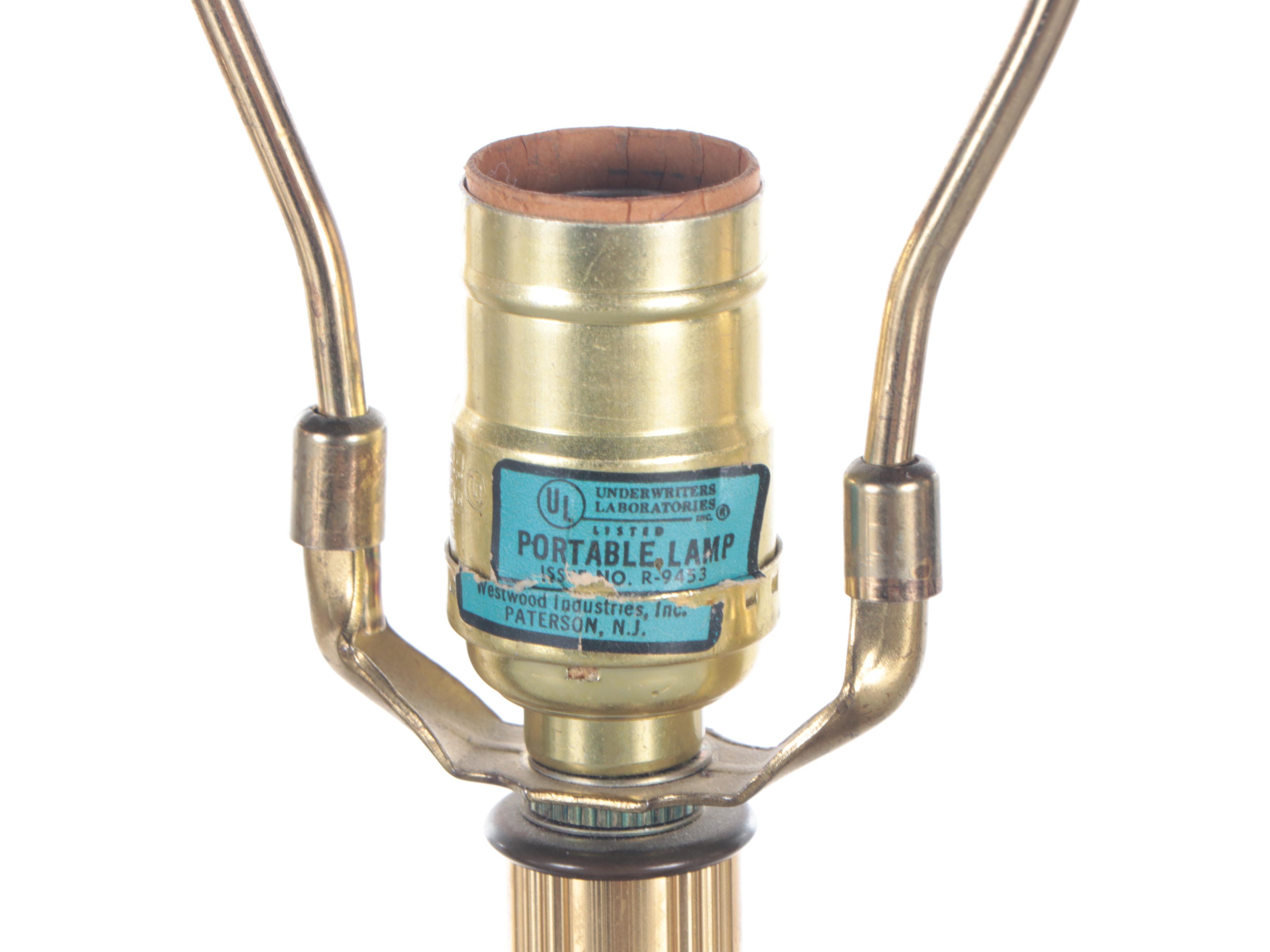 Stiffel and Westwood Brass With Rembrandt Type Torchiere Table Lamps