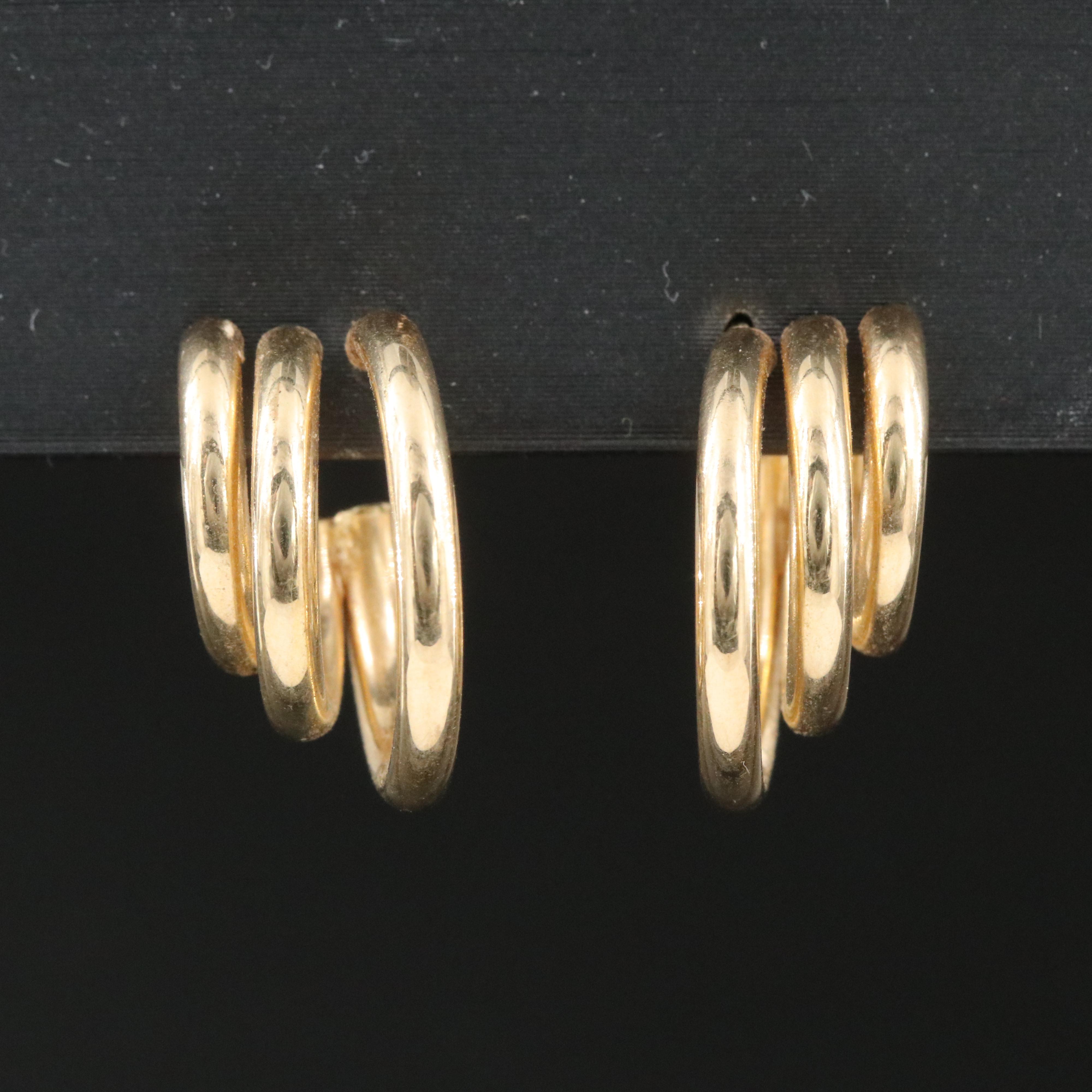 14K Triple Loop Earrings