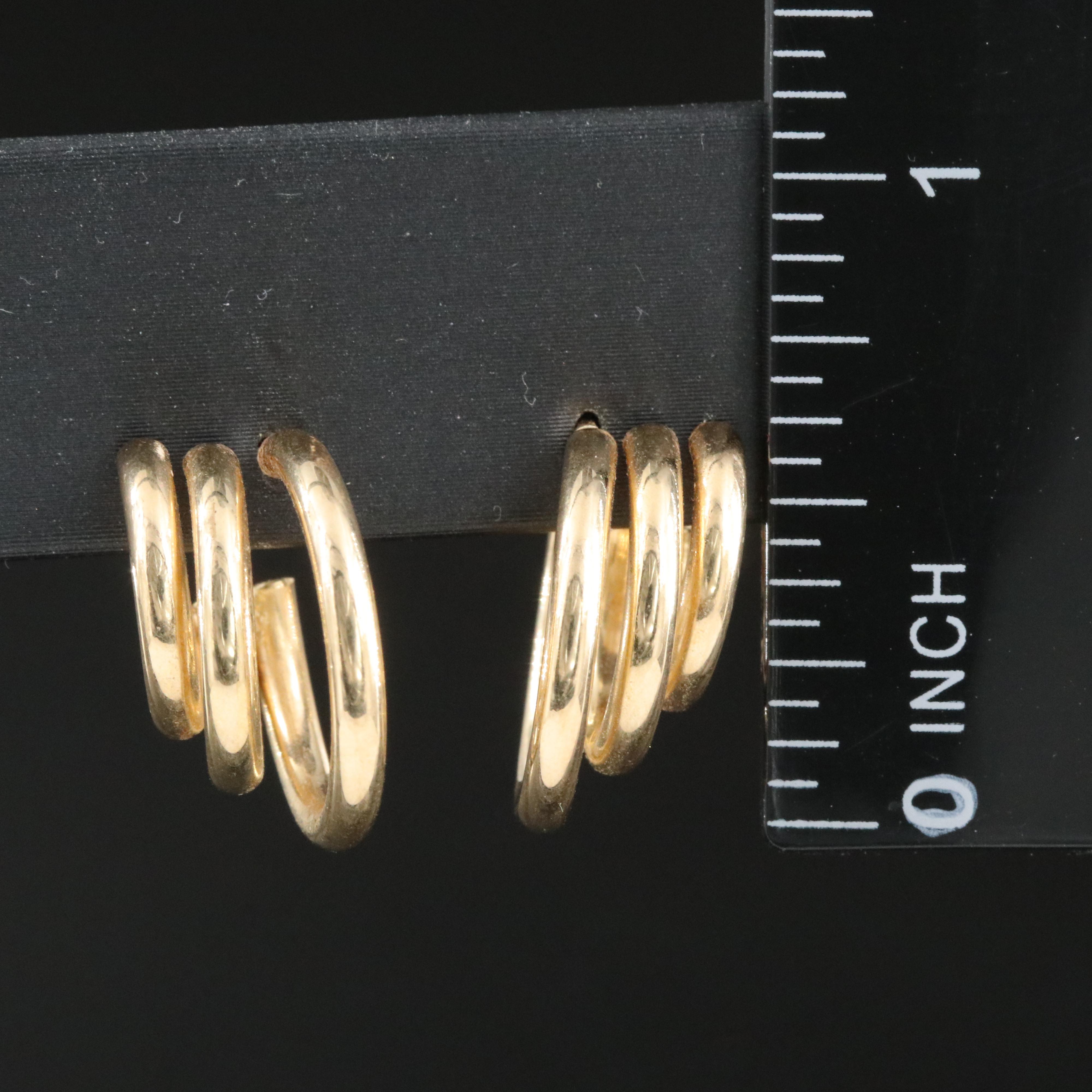 14K Triple Loop Earrings